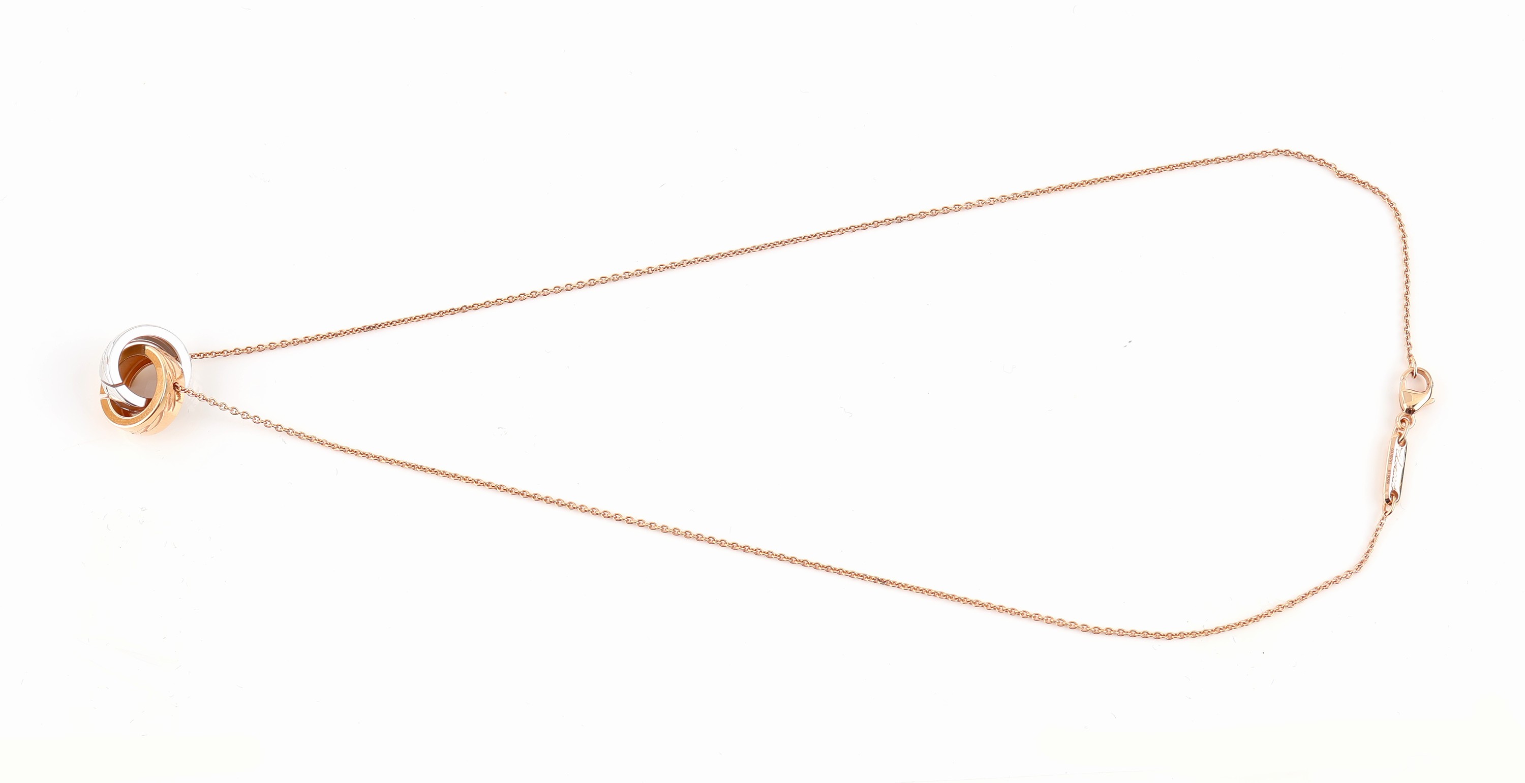 Detail a: 18 kt Gold CHOPARD Collier, RoseG/WG 750/000, verschlungene Ringe, sign., L. ca. 40.5 cm, ca. 6.4 g