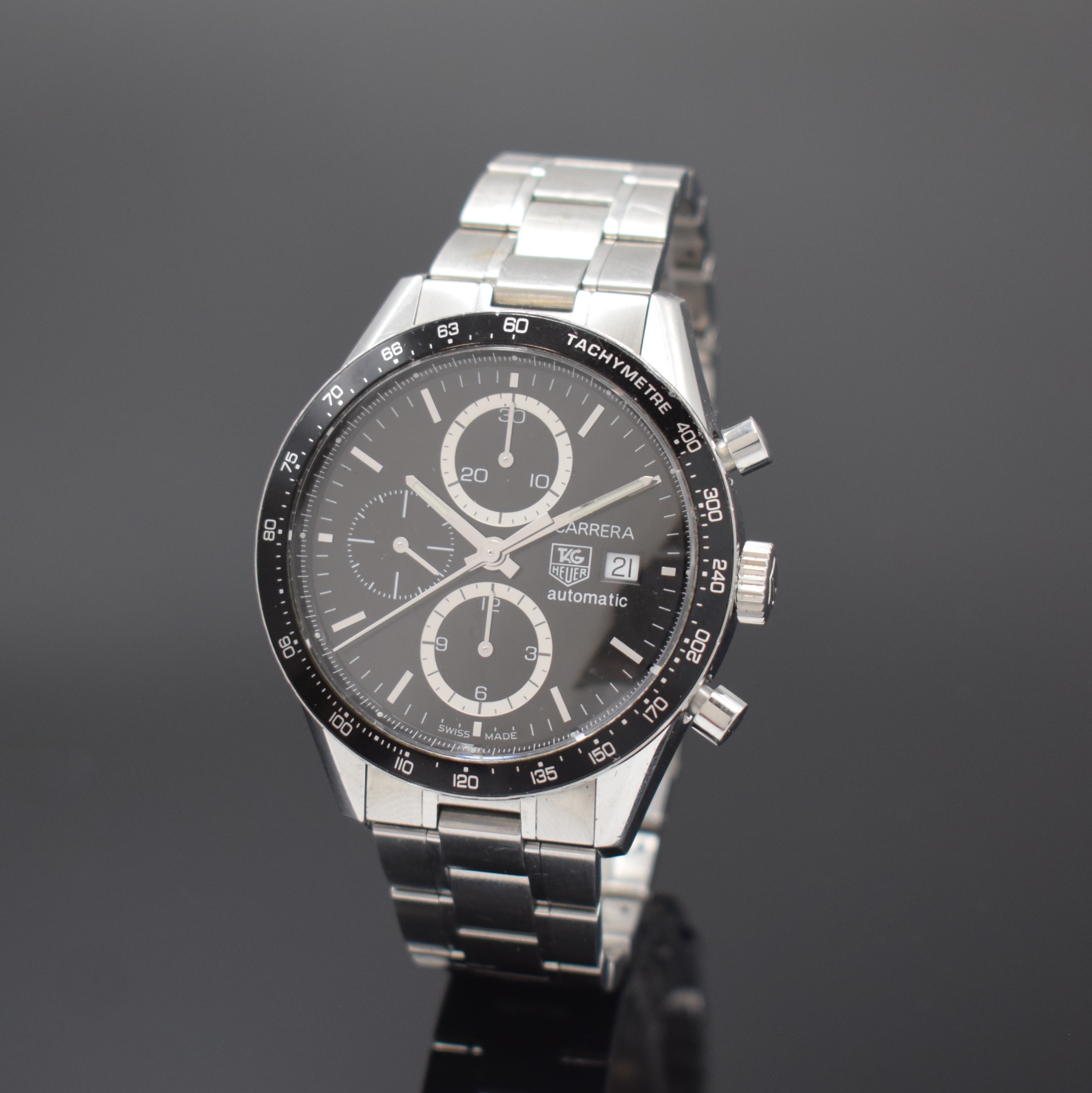 TAG HEUER Armbandchronograph Carrera Calibre 16 Referenz CV2010-1, Schweiz um 2007, Automatik, Edelstahlgeh. inkl. Gliederband m. Faltschl., beids. ...