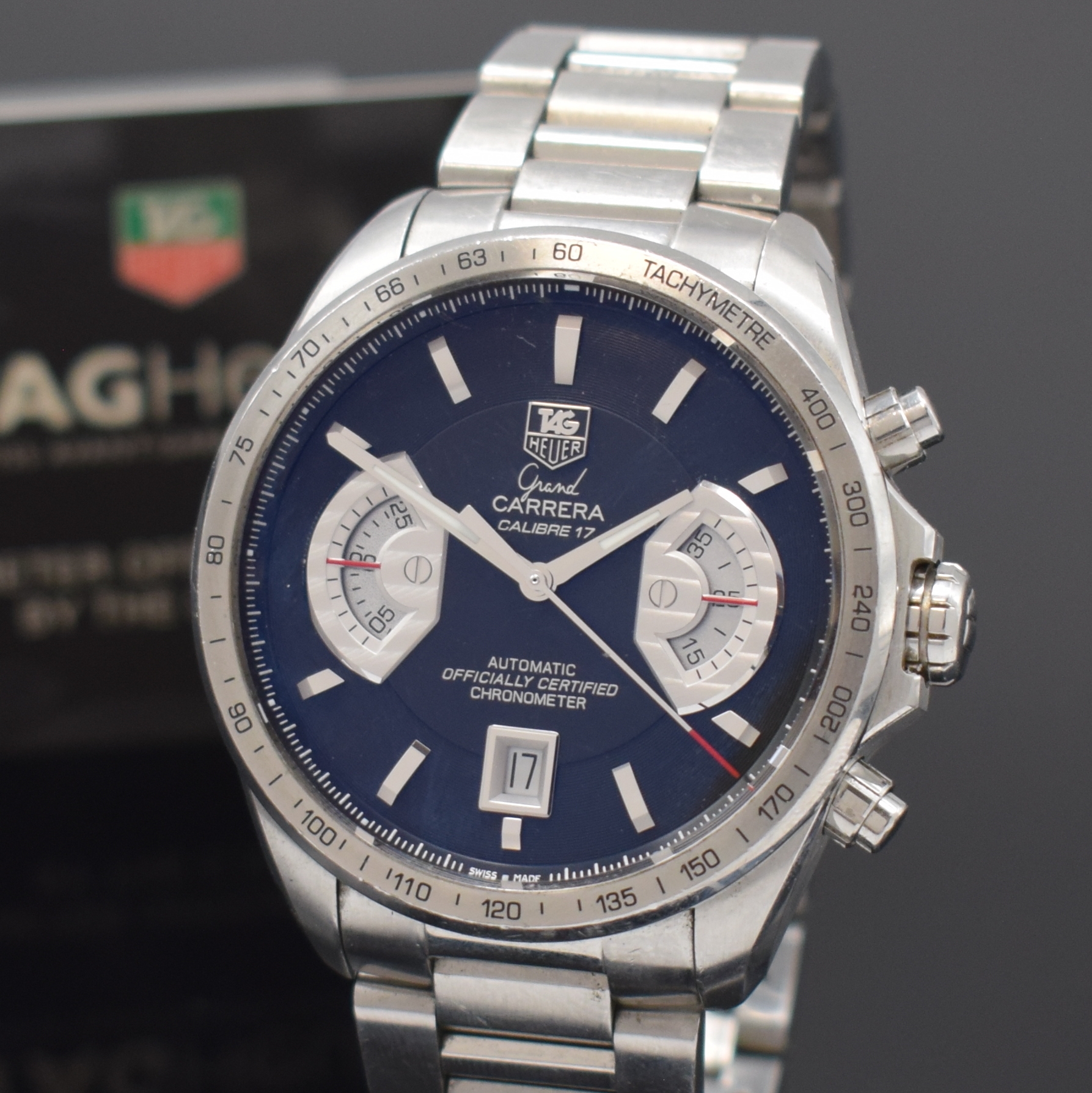 Detail a: TAG HEUER Grand Carrera Calibre 17 Chronometer Herrenchronograph Referenz CAV511A, Schweiz um 2010, Automatik, beids. vergl. Geh. in Edelstahl inkl. ...