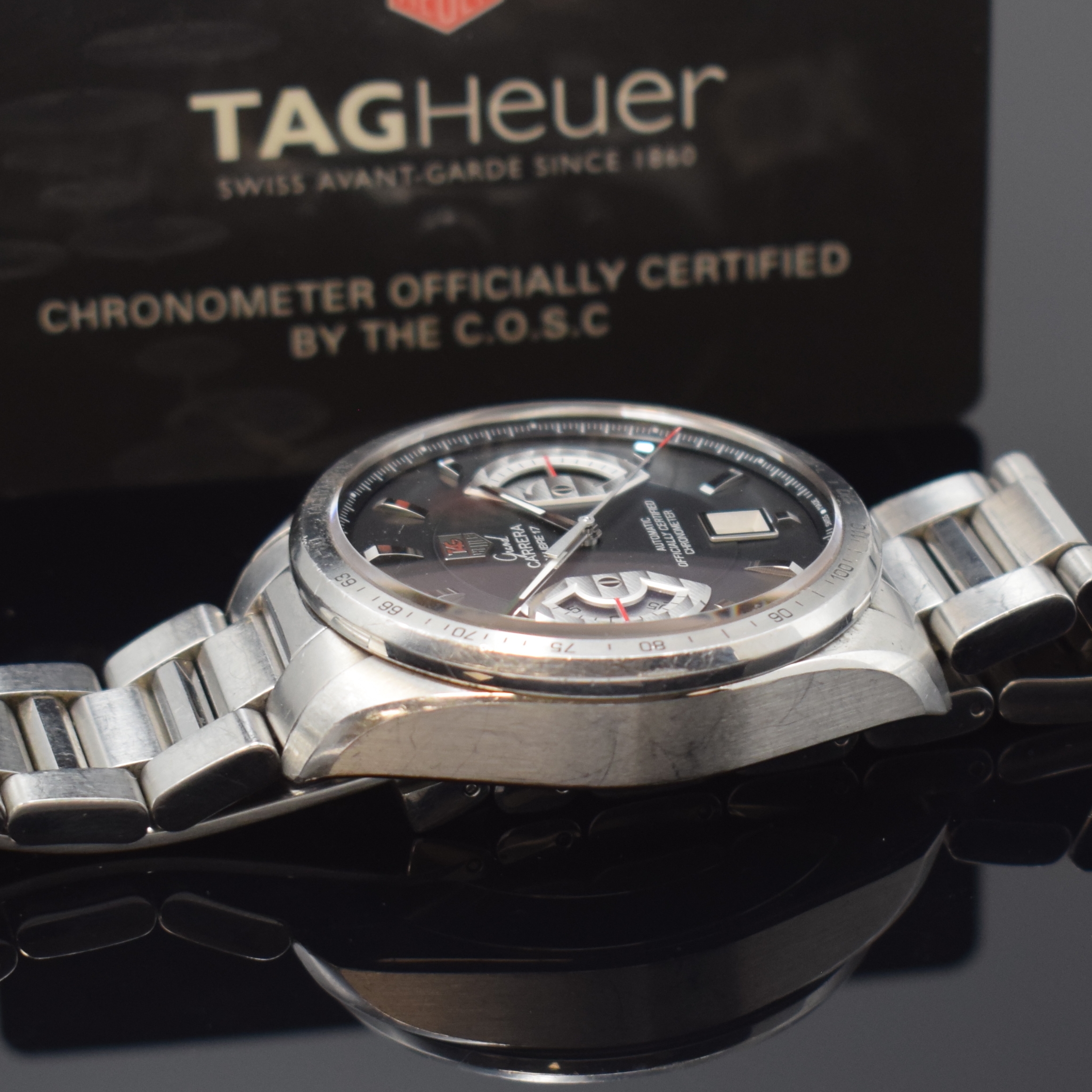 Detail d: TAG HEUER Grand Carrera Calibre 17 Chronometer Herrenchronograph Referenz CAV511A, Schweiz um 2010, Automatik, beids. vergl. Geh. in Edelstahl inkl. ...