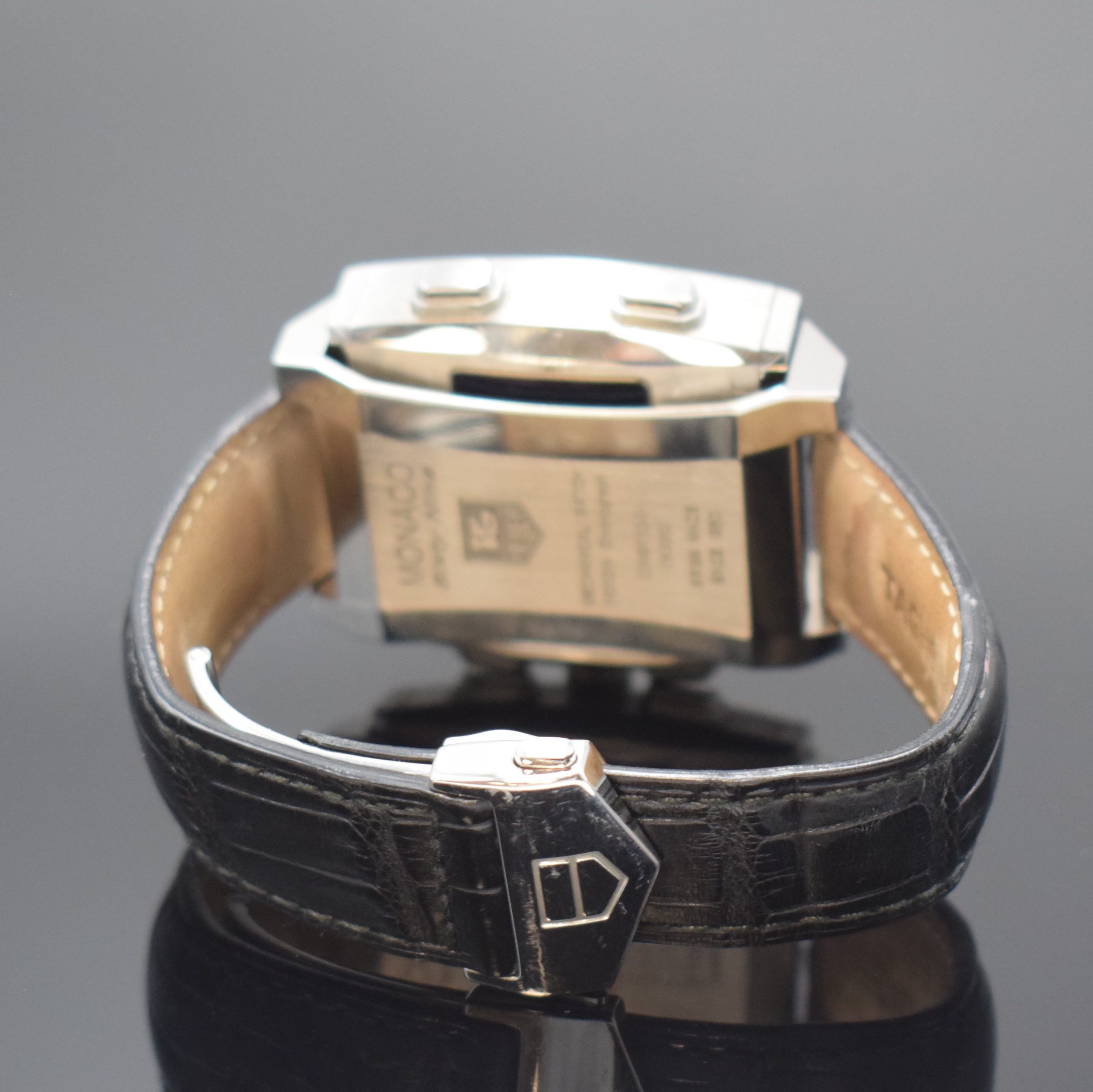 Detail e: TAG HEUER Monaco Sixty Nine Herrenchronograph mit 2 Werken Referenz CW9110-0, Schweiz um 2000, Handaufzug, Edelstahlgeh. m. Wende- Mechanismus, orig. ...