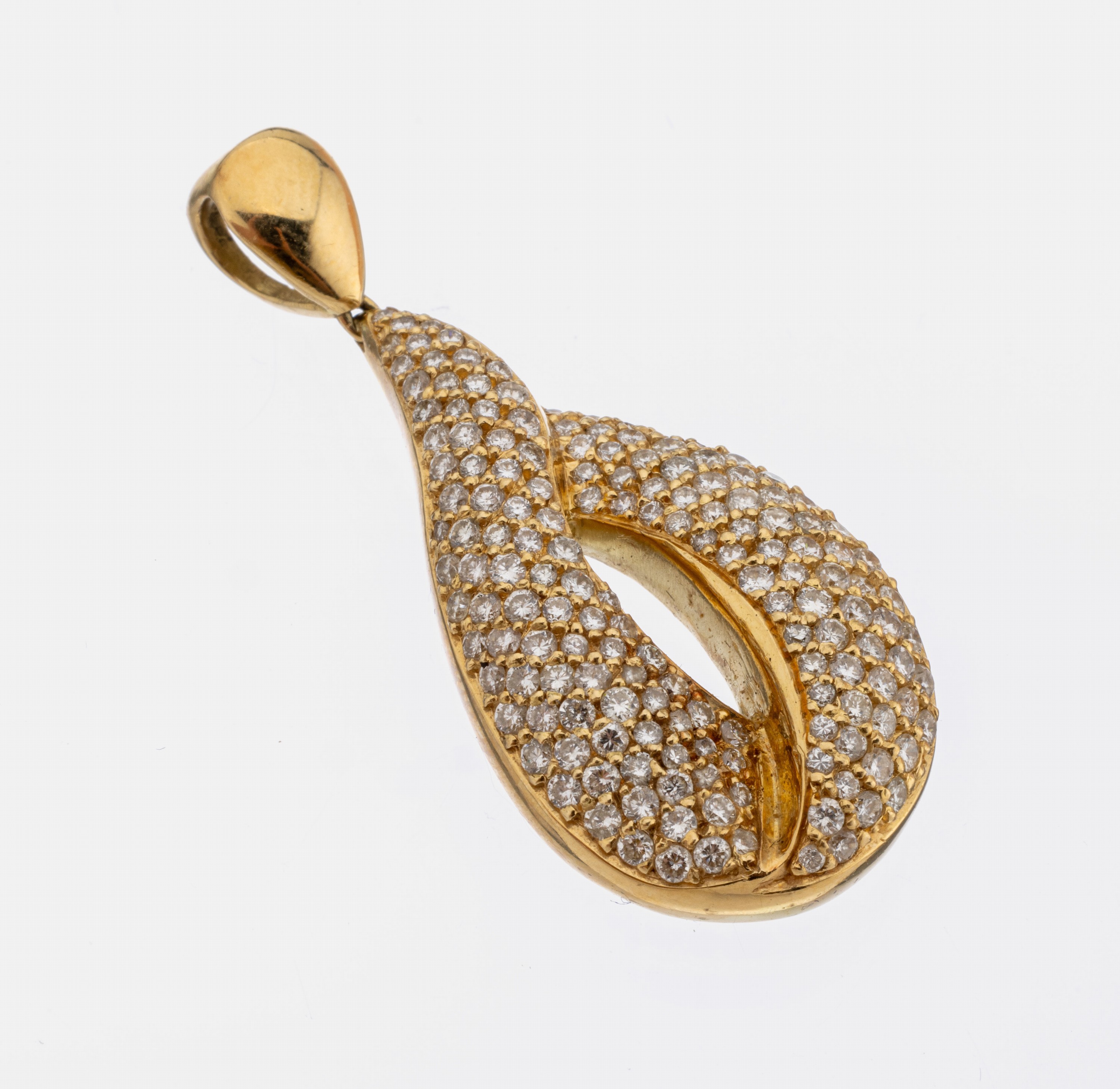 18 kt Gold Brillant-Anhänger, GG 750/000, Brillanten zus. ca. 3,0 t Weiß/si, total ca. 12,3 g, L. ca. 4,5 cm