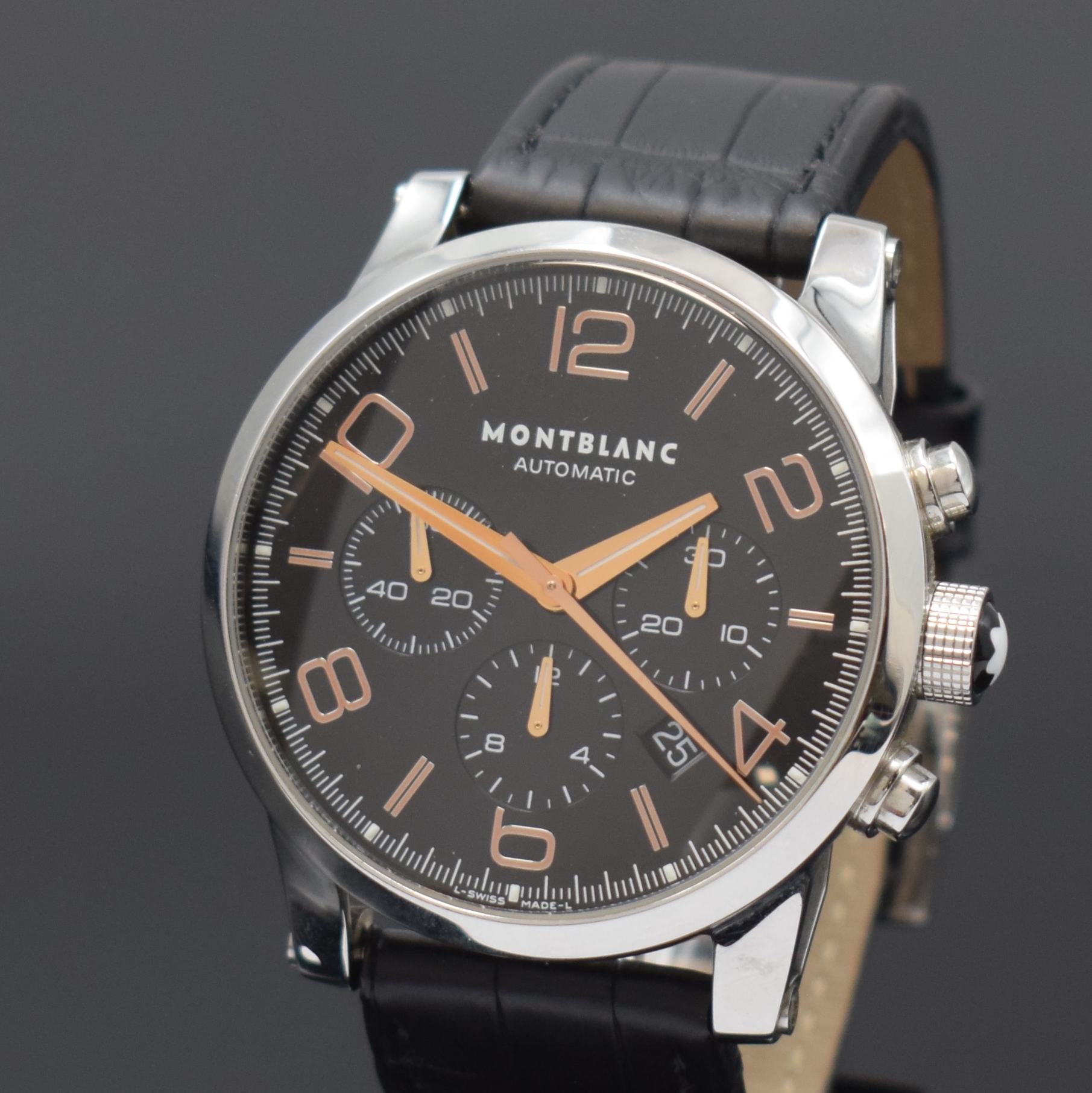 Detail a: MONTBLANC Timewalker Herrenarmbanduhr mit Chronograph Referenz 7069, Schweiz um 2010, Automatik, Edelstahlgeh. beids. vergl., Boden 6-fach verschr., ...