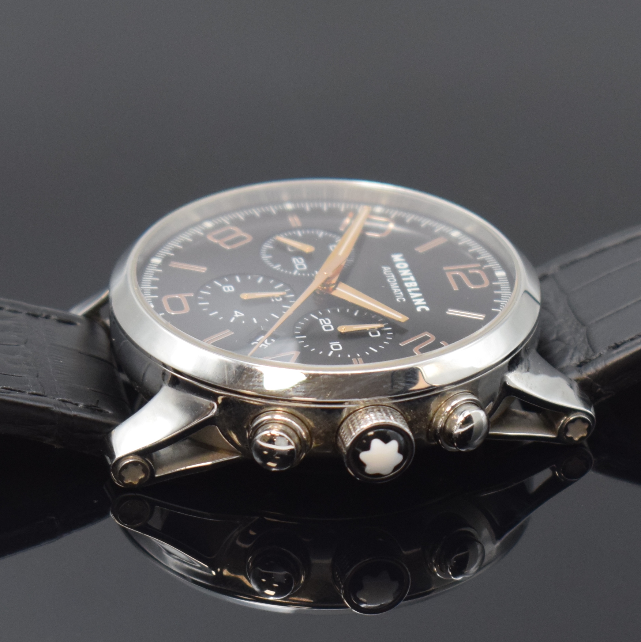 Detail c: MONTBLANC Timewalker Herrenarmbanduhr mit Chronograph Referenz 7069, Schweiz um 2010, Automatik, Edelstahlgeh. beids. vergl., Boden 6-fach verschr., ...