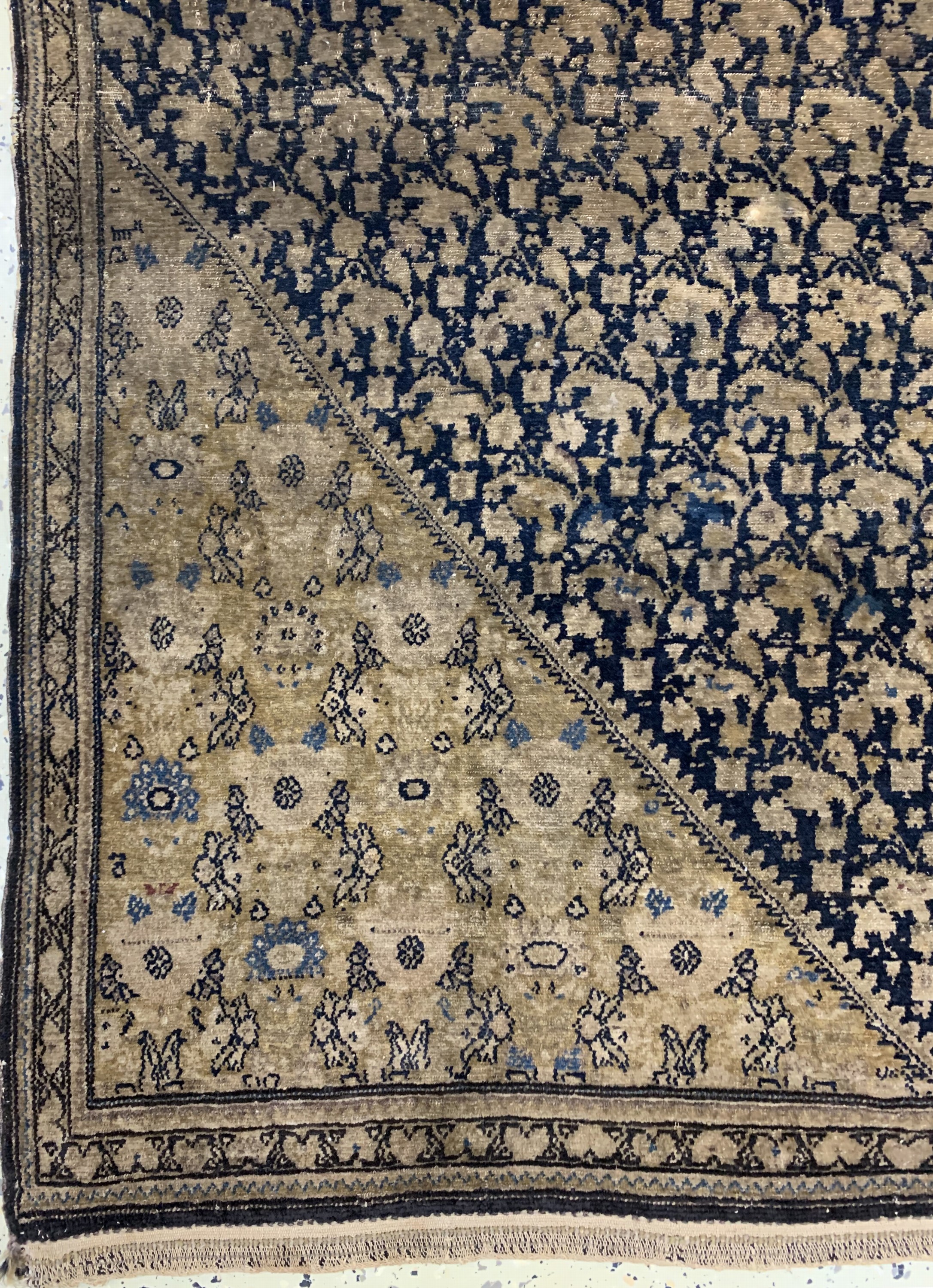 Detail b: Senneh"Pferdedecke"antik, Persien, 19.Jhd, Wolle auf Baumwolle, ca. 150 x 138 cm, EHZ: 3,aus Sammlungsauflösung