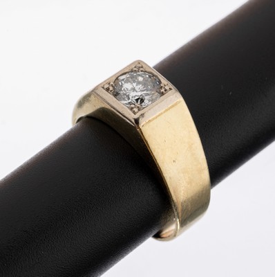 Image 14 kt Gold Brillant-Ring, GG 585/000, Brillant ca. 0.80 ct Weiß/si, ca. 6.8 g, RW ...
