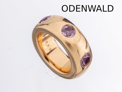 Image 18 kt Gold ODENWALD Saphir-Ring, RoseG 750/000, qualitätvolle Verarbeitung, 6 ...