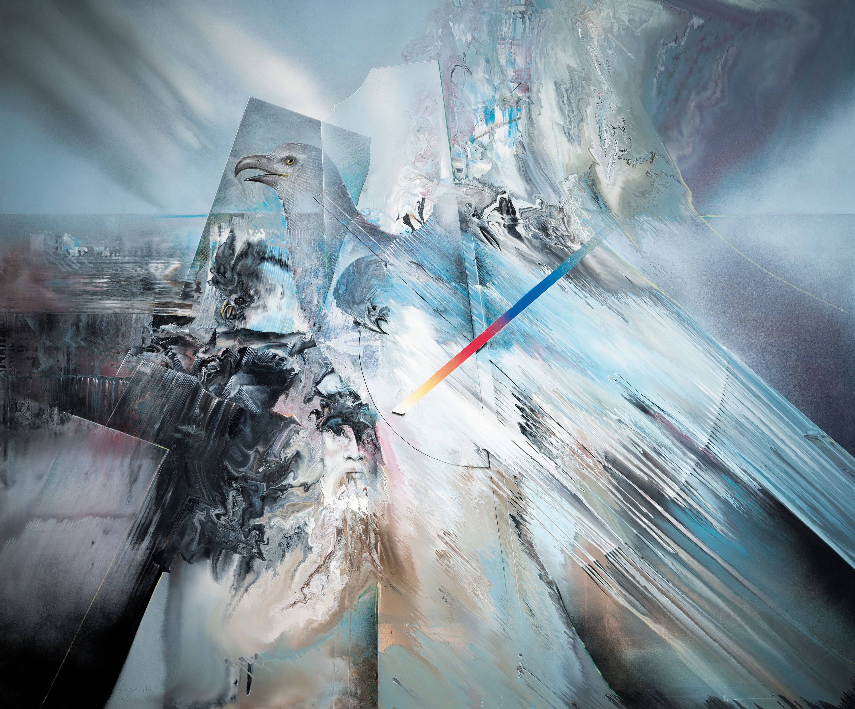 Klaus Heinrich Keller,1938-2018, Kaiserwetter, Öl/Lwd, links unten betitelt, signiert und dat. 90, ca. 150x180cm