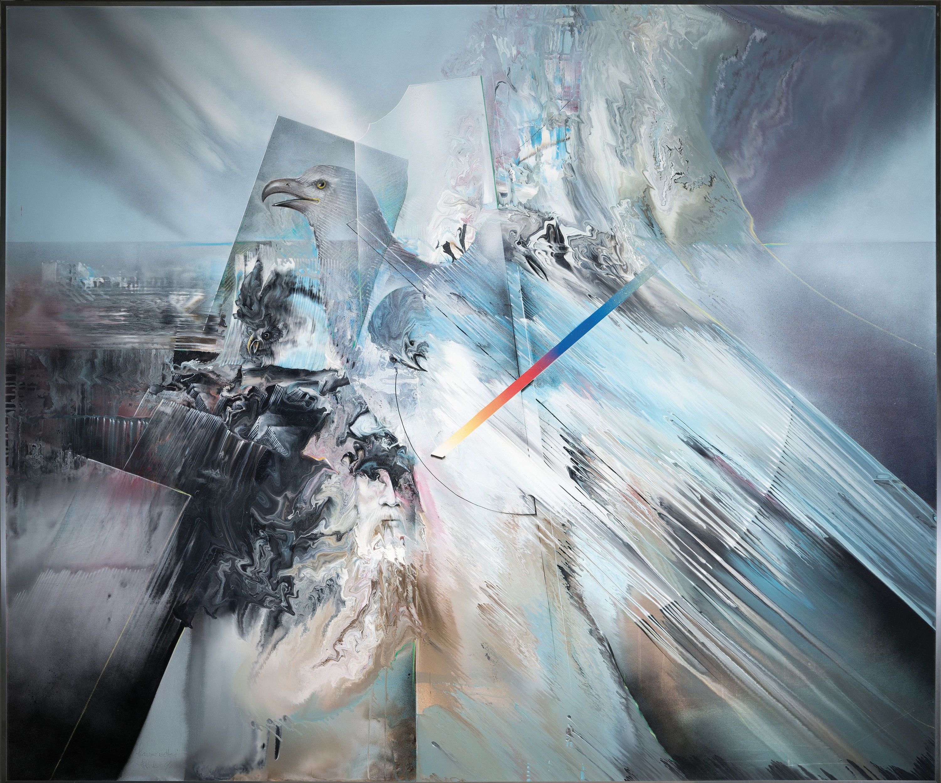 Detail k: Klaus Heinrich Keller,1938-2018, Kaiserwetter, Öl/Lwd, links unten betitelt, signiert und dat. 90, ca. 150x180cm