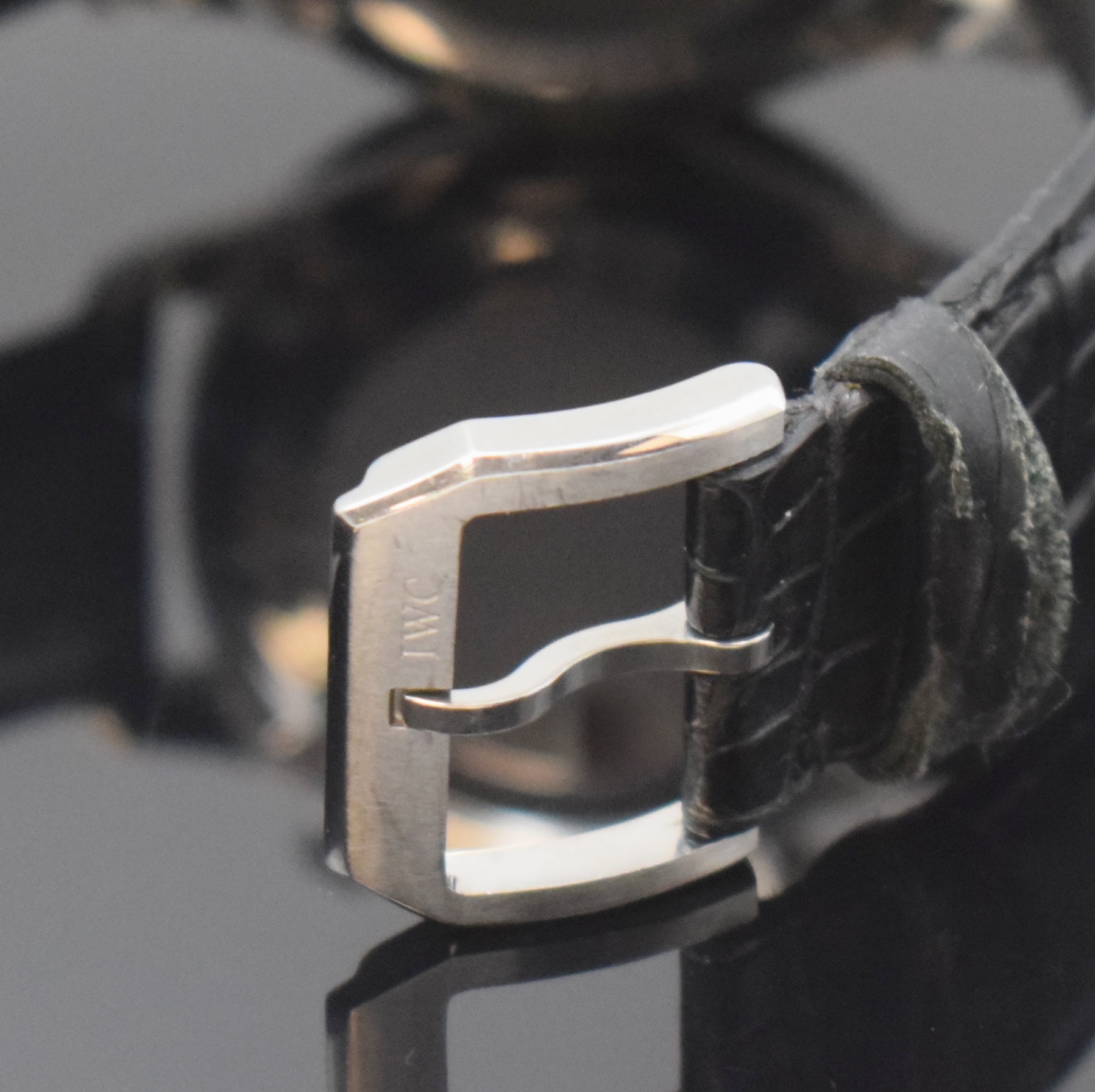 Detail b: IWC Herrenchronograph Modell Portugieser Referenz 3714, Schweiz um 2005, Automatik, Edelstahlgeh. inkl. IWC Lederband (zu ers.) m. orig. Dornschl., ...