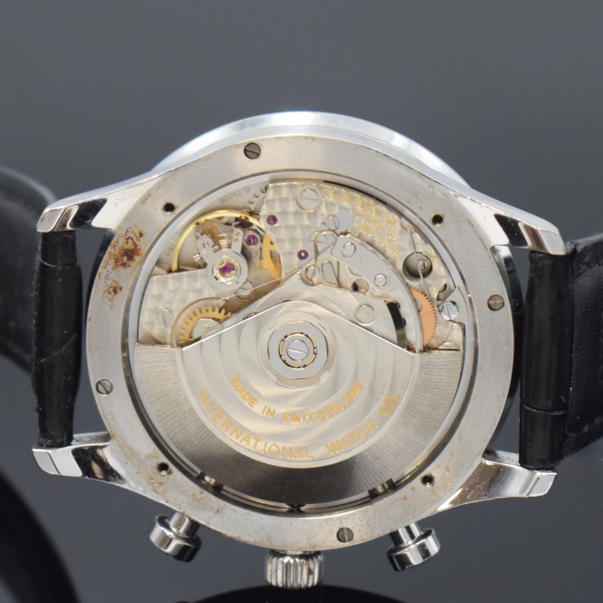Detail f: IWC Herrenchronograph Modell Portugieser Referenz 3714, Schweiz um 2005, Automatik, Edelstahlgeh. inkl. IWC Lederband (zu ers.) m. orig. Dornschl., ...