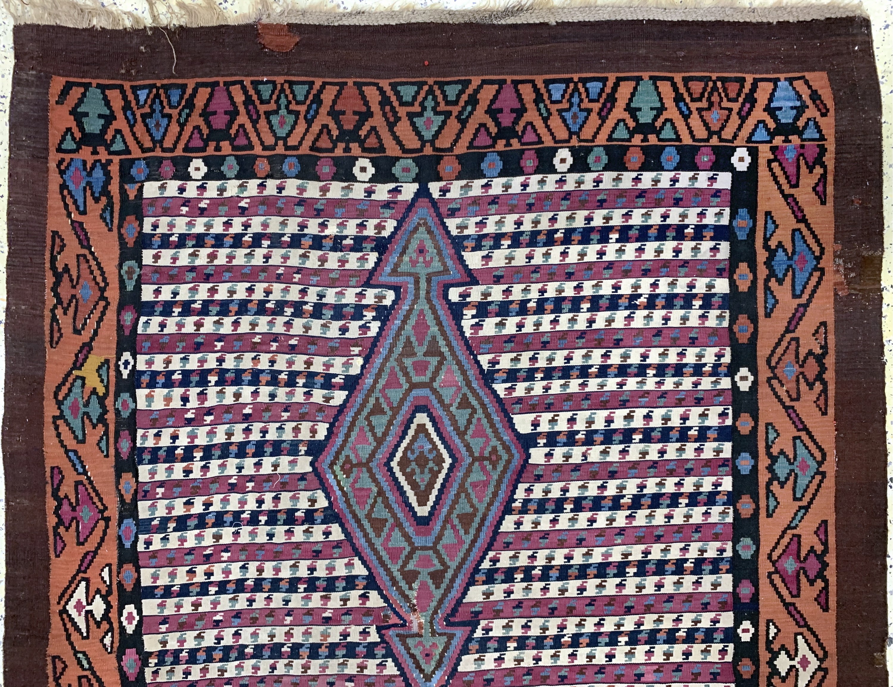 Detail a: Antiker Bidjar Kelim, Persien, 19.Jhd, Wolle auf Wolle, ca. 470 x 162 cm, EHZ: 2, (Restaurierungen)