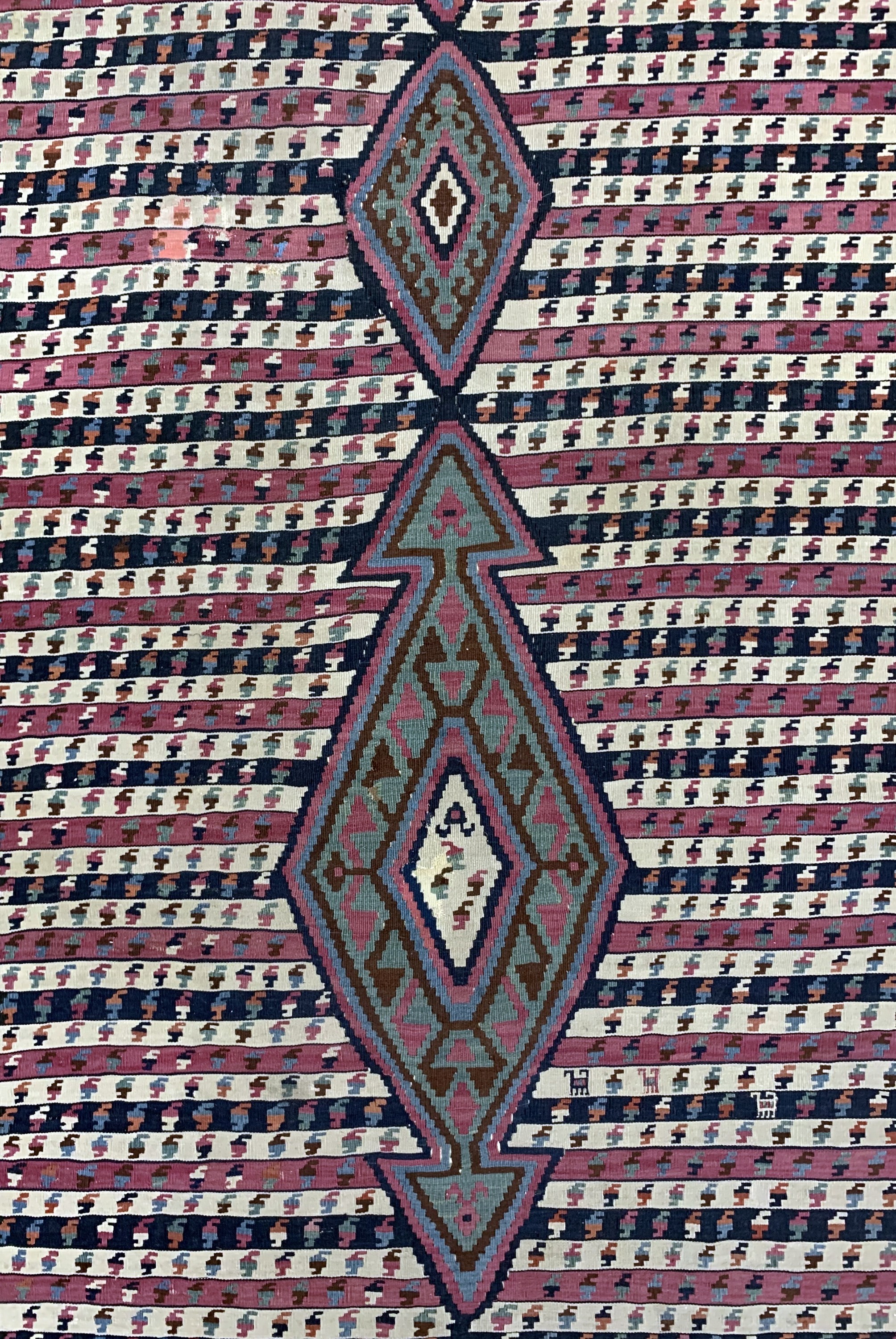 Detail b: Antiker Bidjar Kelim, Persien, 19.Jhd, Wolle auf Wolle, ca. 470 x 162 cm, EHZ: 2, (Restaurierungen)