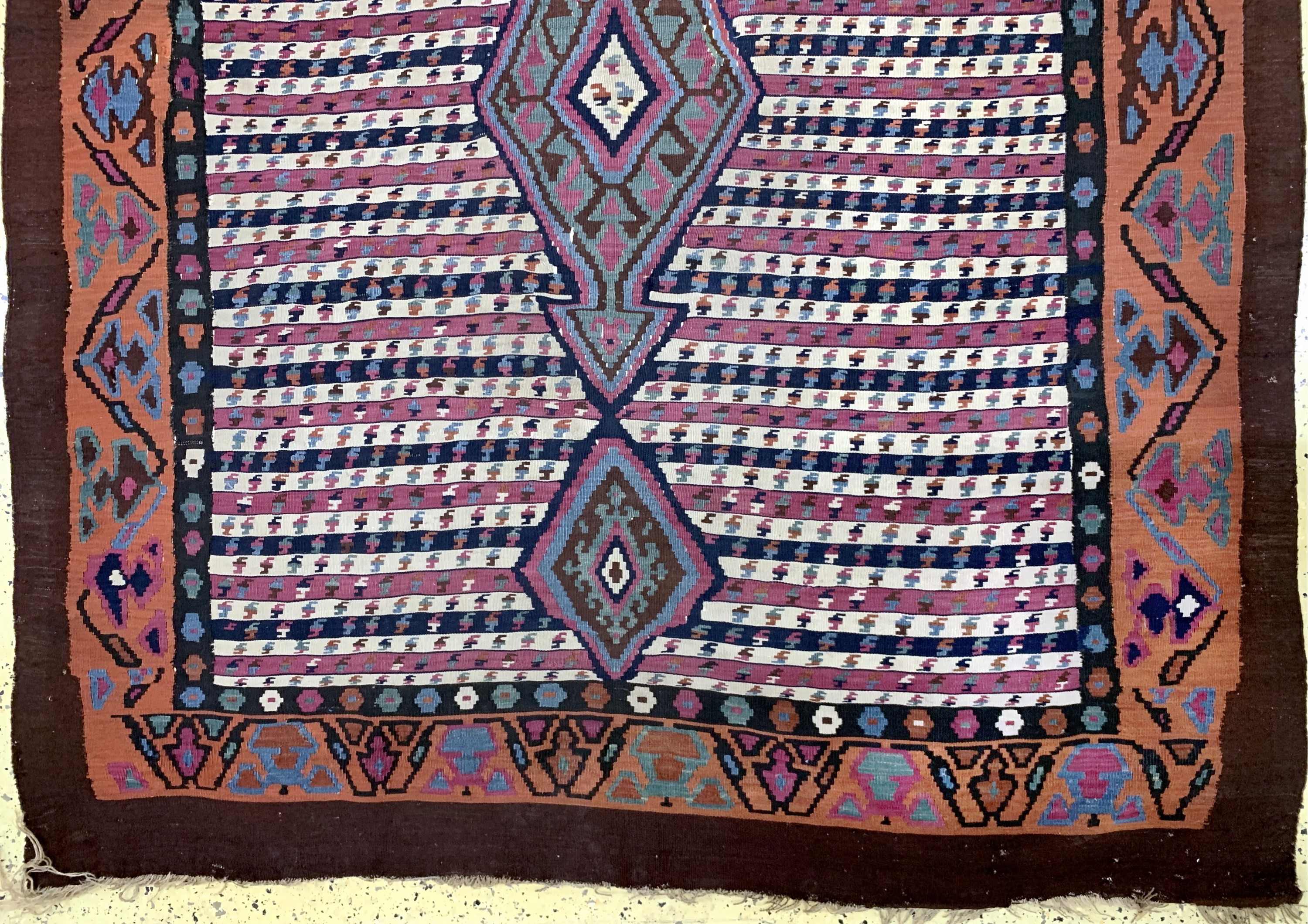 Detail d: Antiker Bidjar Kelim, Persien, 19.Jhd, Wolle auf Wolle, ca. 470 x 162 cm, EHZ: 2, (Restaurierungen)