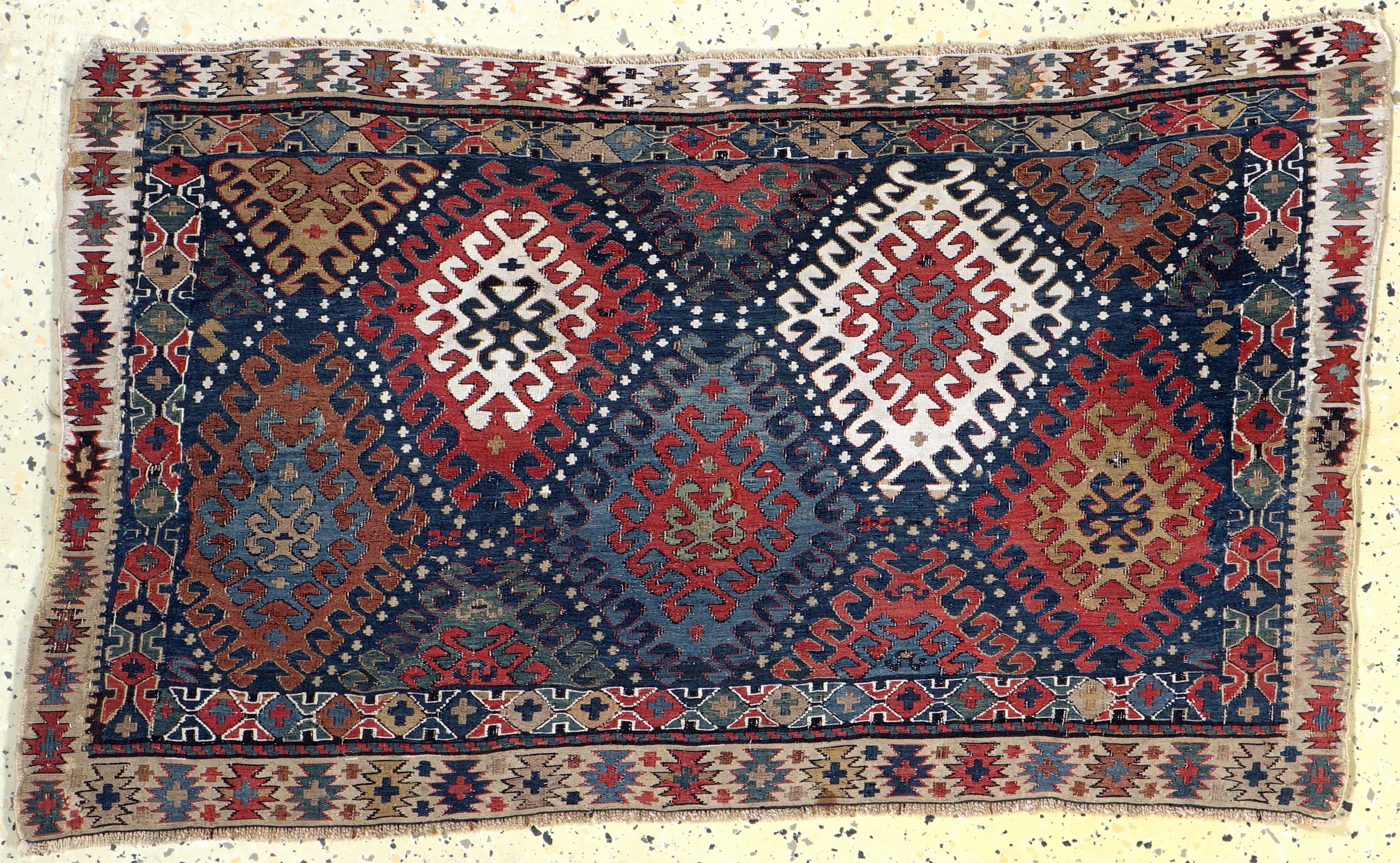 Shahsawan Mafraschtail antik, Persien, 19.Jhd, Wolle auf Wolle, ca. 100 x 60 cm, EHZ:2, (kleine Restaurierungen)