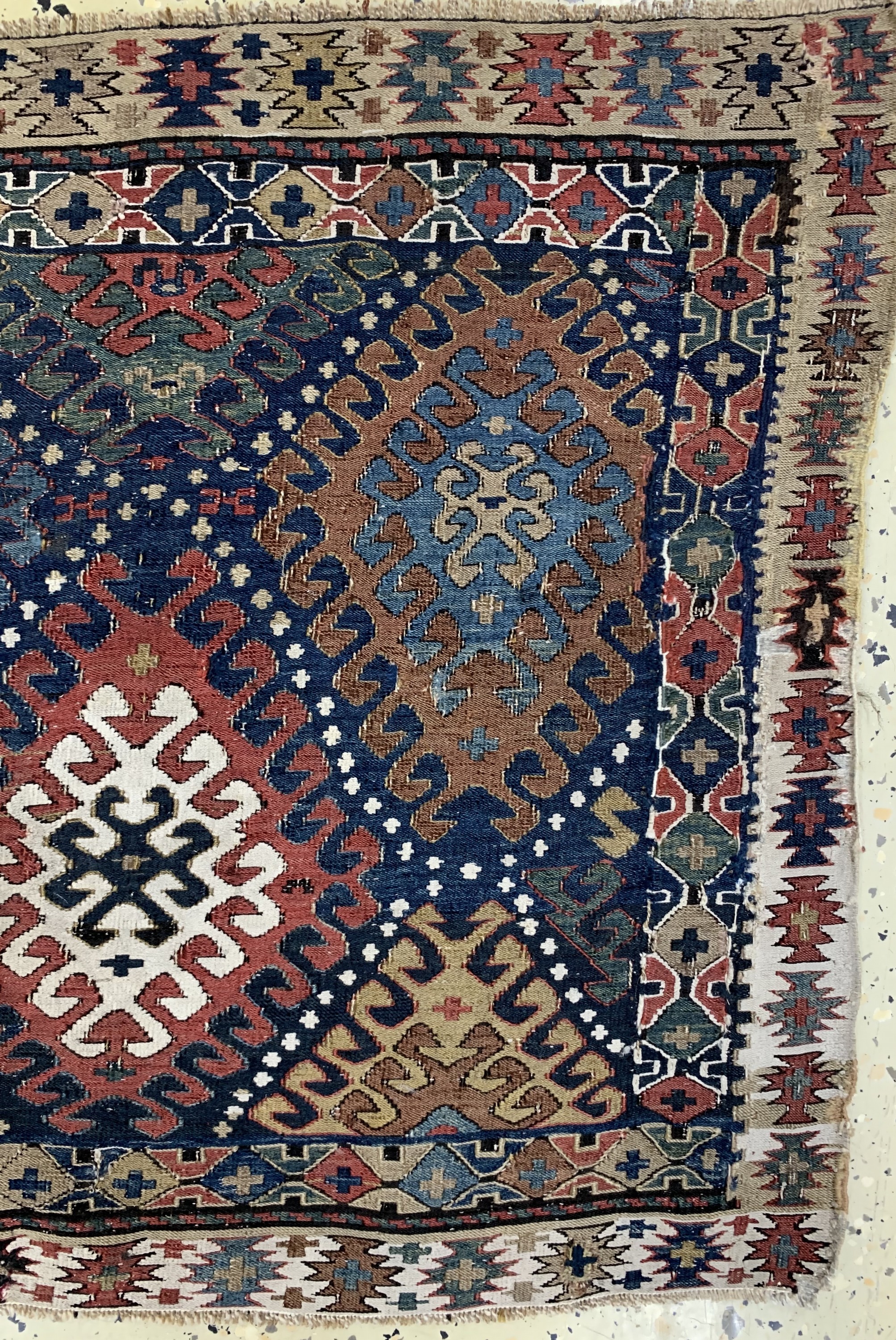 Detail a: Shahsawan Mafraschtail antik, Persien, 19.Jhd, Wolle auf Wolle, ca. 100 x 60 cm, EHZ:2, (kleine Restaurierungen)