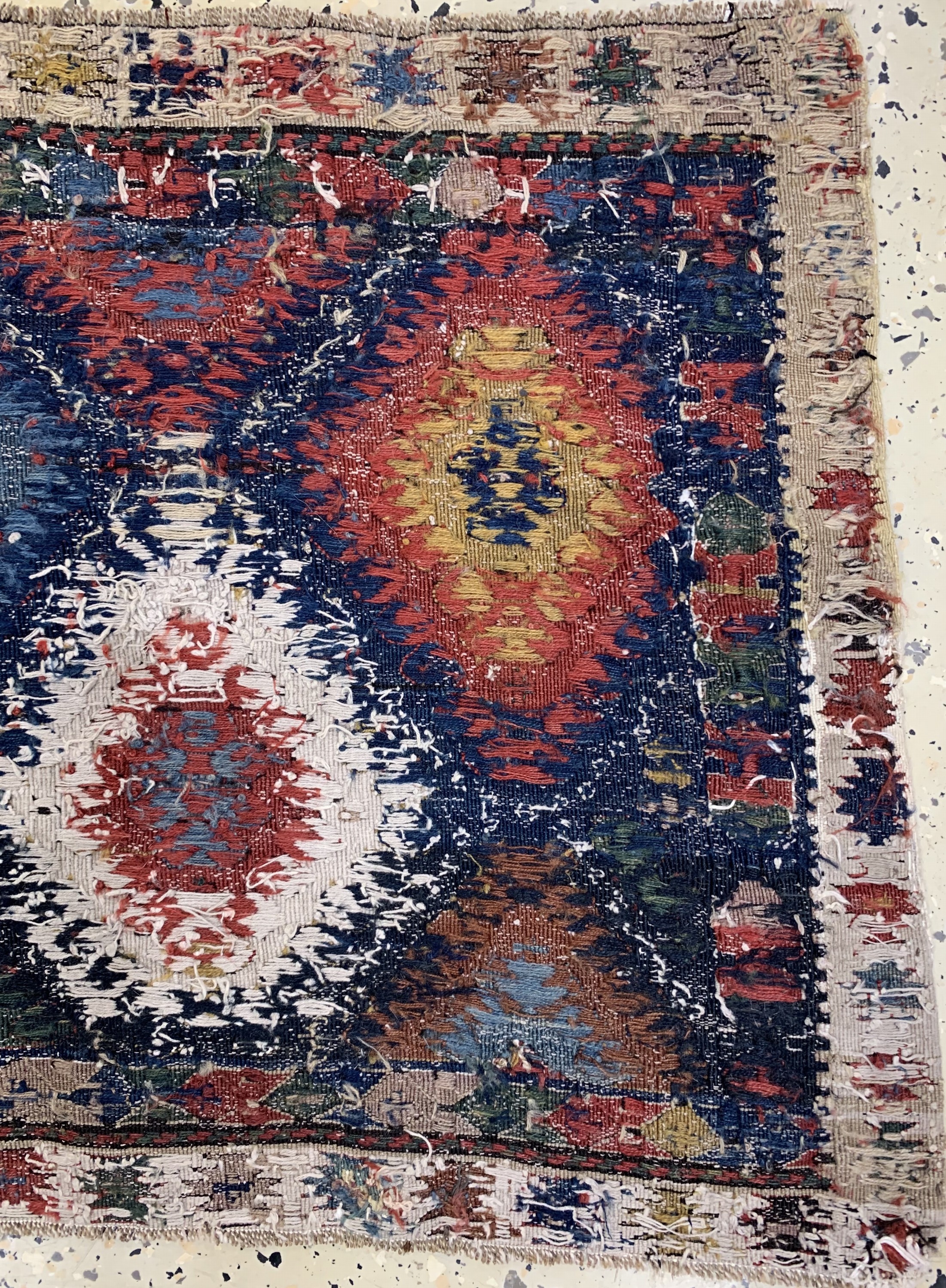 Detail d: Shahsawan Mafraschtail antik, Persien, 19.Jhd, Wolle auf Wolle, ca. 100 x 60 cm, EHZ:2, (kleine Restaurierungen)