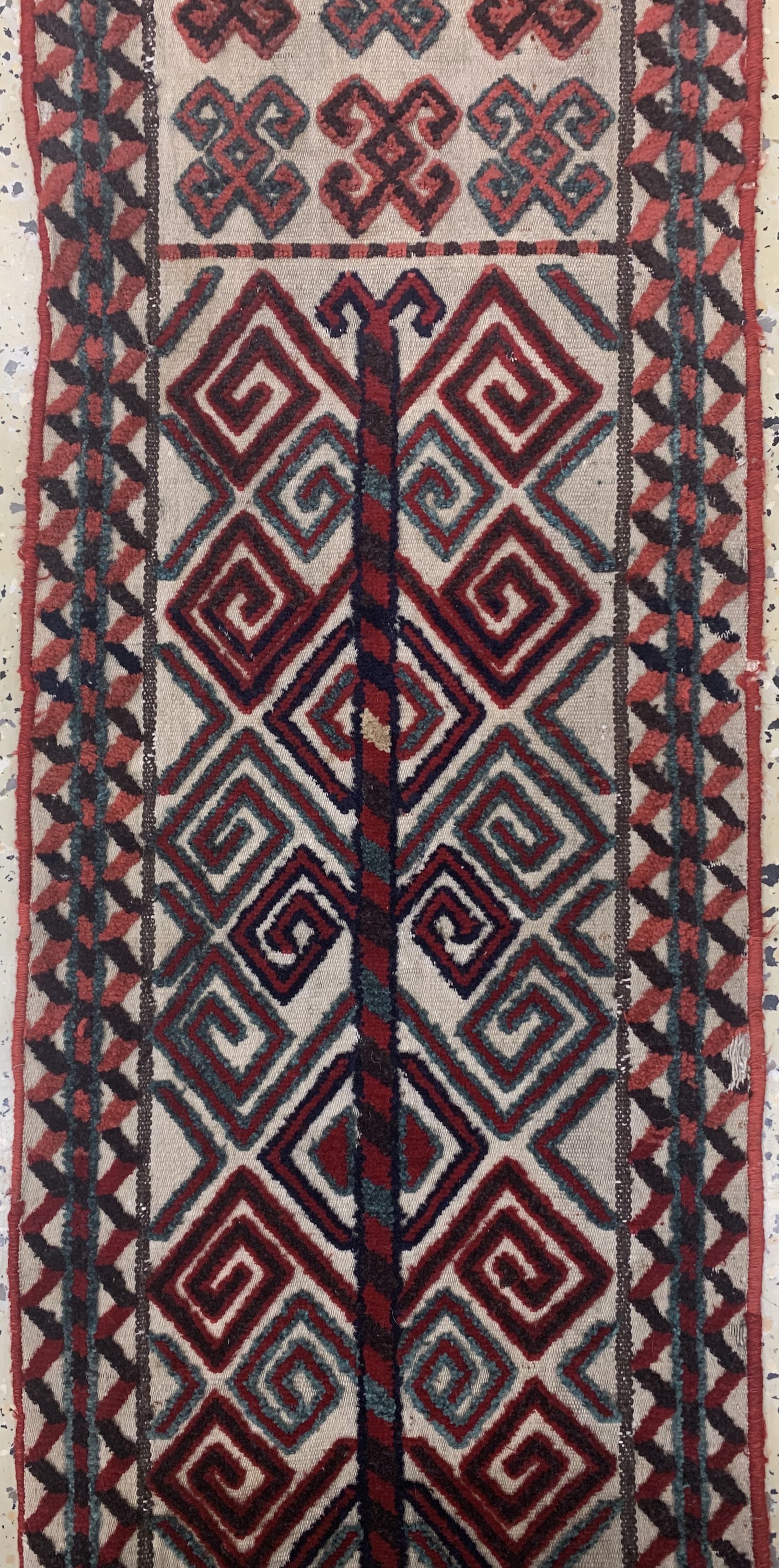 Detail g: Uzbek"Zeltband", Uzbekistan, Anfang 20.Jhd,Wolle auf Wolle, ca. 1175 x 39 cm, EHZ: 3-4 (geflickte Stellen)