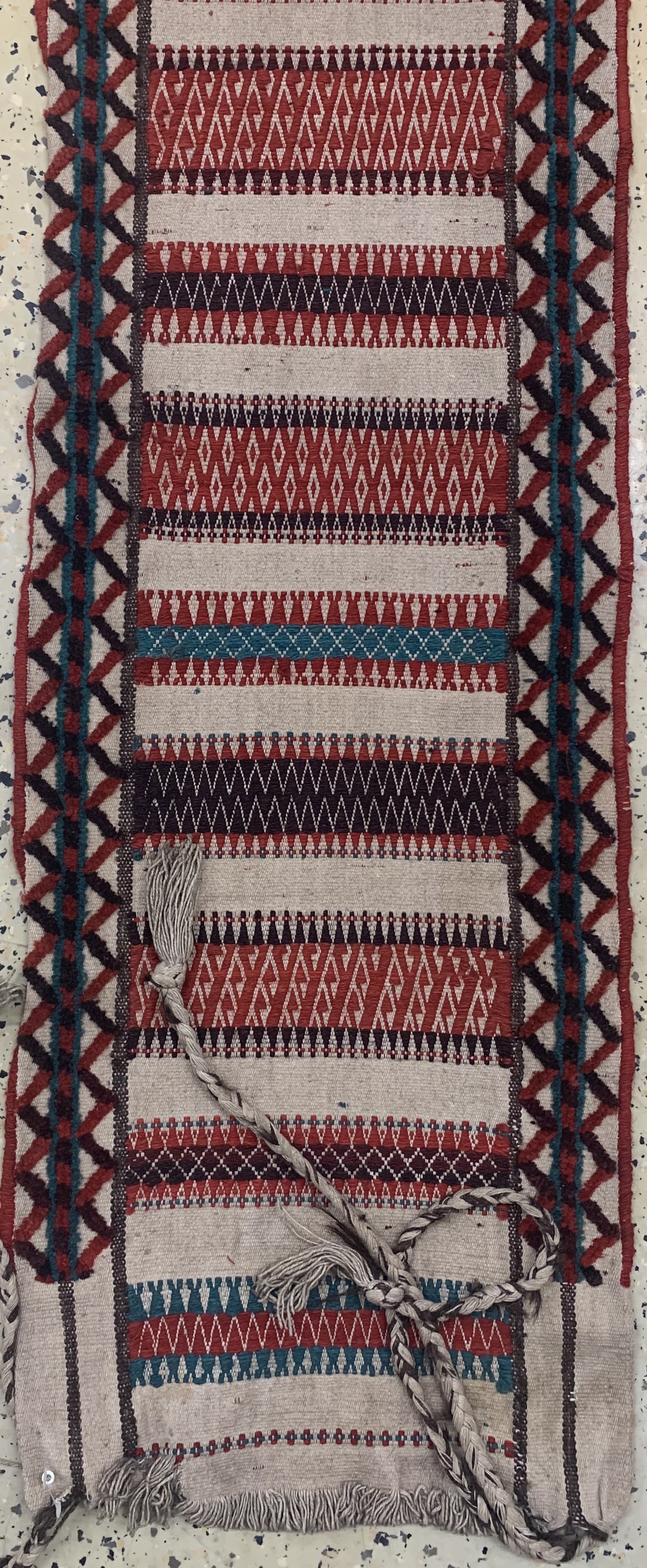 Detail h: Uzbek"Zeltband", Uzbekistan, Anfang 20.Jhd,Wolle auf Wolle, ca. 1175 x 39 cm, EHZ: 3-4 (geflickte Stellen)