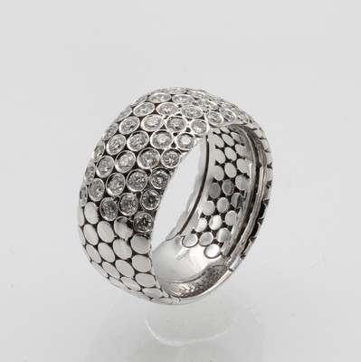 26854785a - Ring mit Brillanten, WG 750/000, Brill. zus. ca. 1.12 ct feines Weiß/vsi, Wabenmuster, ...