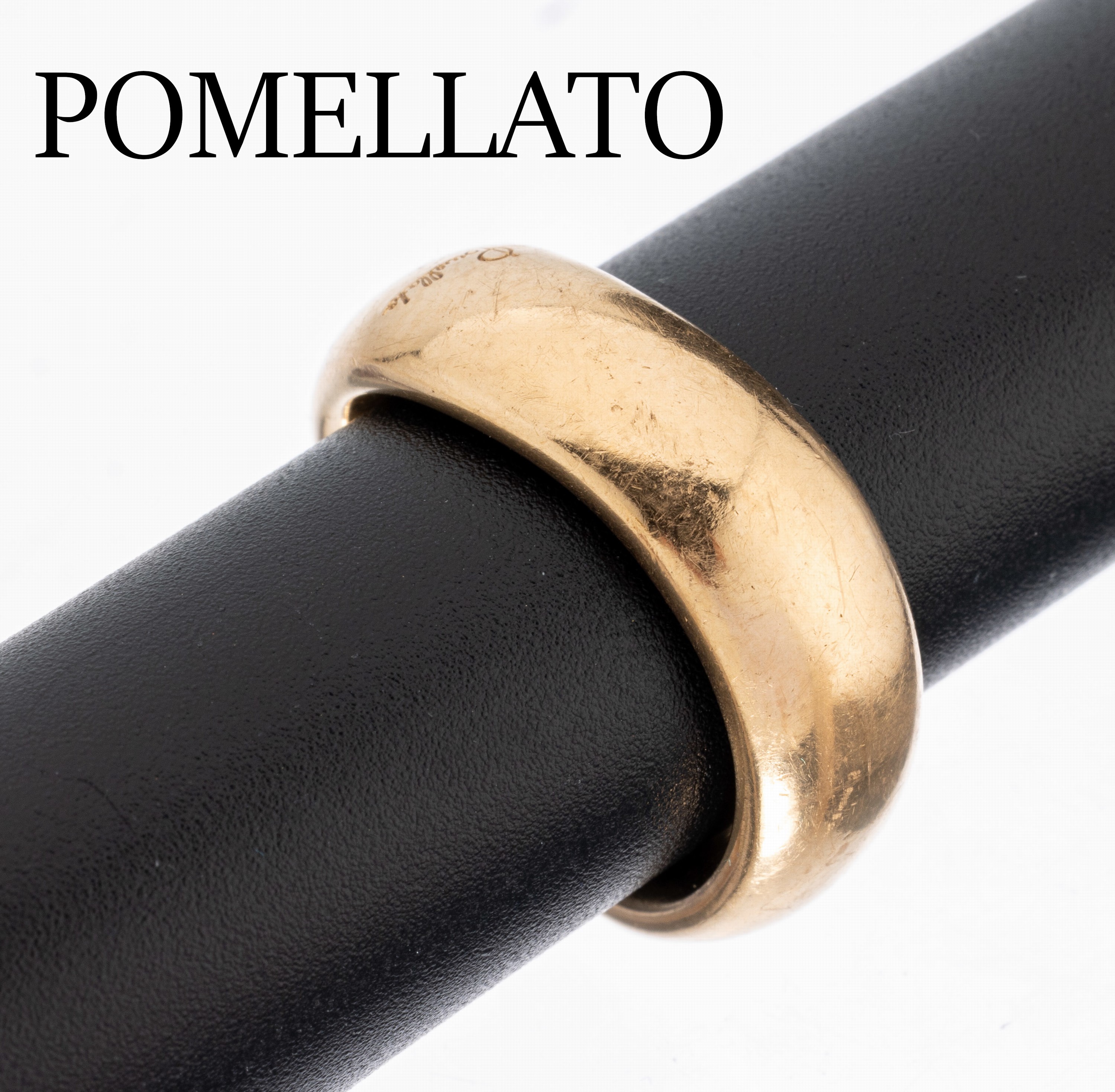 18 kt Gold POMELLATO Ring, GG 750/000, glattes, zeitloses Design, Schiene ergonomische Wellenform, ca. 17.2 g, RW 55