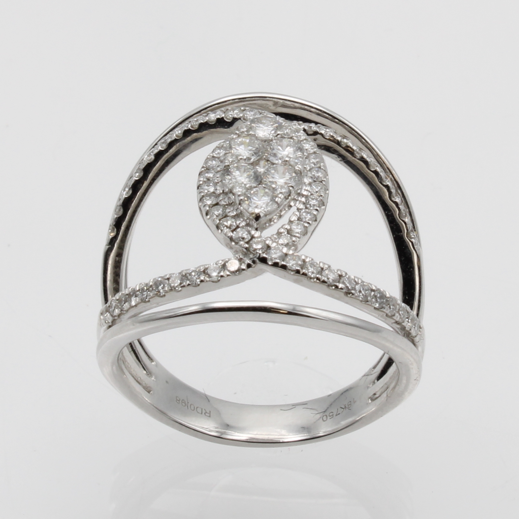 Image 26856141 - Ring mit Brillanten, WG 750/000, 79 Brill. zus. ca. 0.98 ct feines Weiß/si, ...