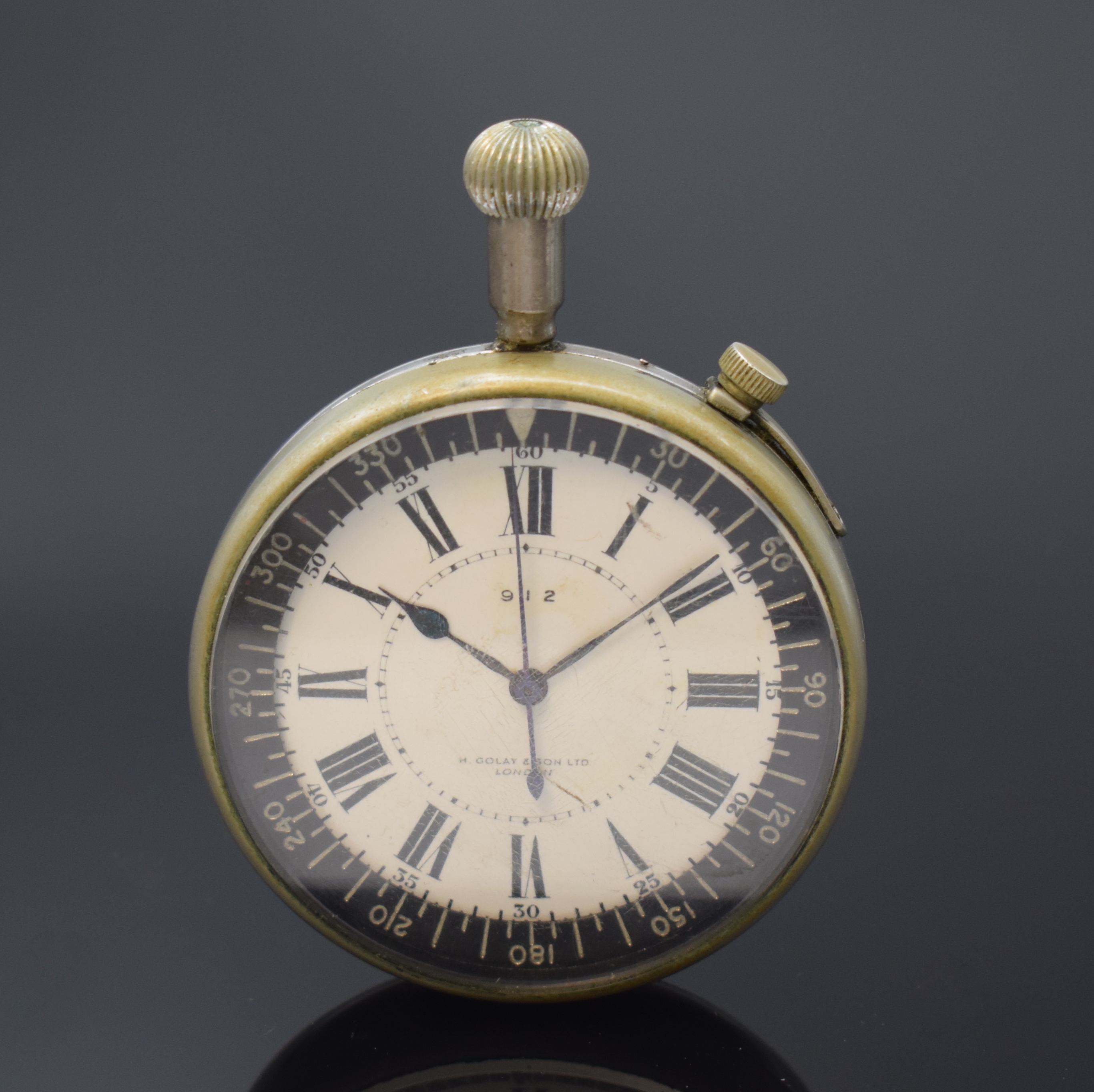 GOLAY & SON Deckwatch, England um 1949, verschr. Nickelgeh., laut Bodengravur für die britische Armee, Zifferblattaußenkranz mit 360er Teilung, ...
