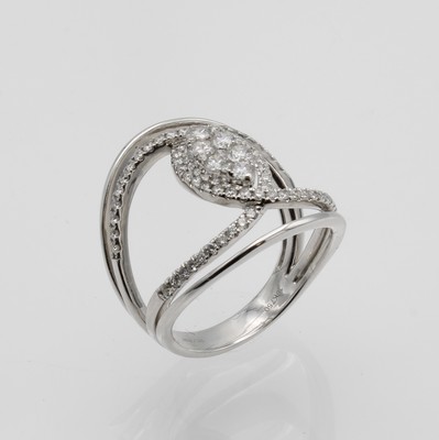 26856141a - Ring mit Brillanten, WG 750/000, 79 Brill. zus. ca. 0.98 ct feines Weiß/si, ...