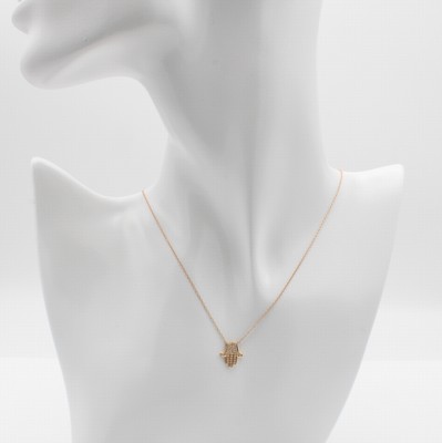 Image 26856154 - Collier "Hand der Fatima", RG 750/000, Brill. zus. ca. 0.10 ct feines ...