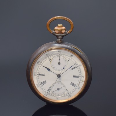 Image OMEGA offene Taschenuhr mit Chronograph, Schweiz um 1900, brüniertes Stahlgeh., ...