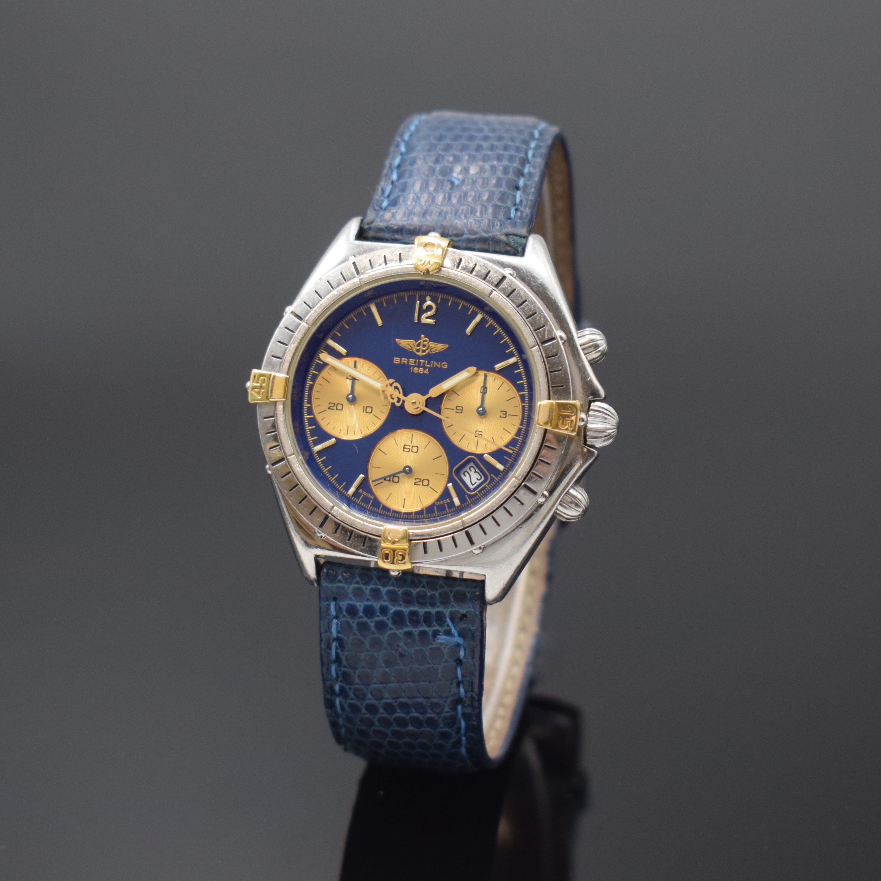 BREITLING Sextant Armbandchronograph Referenz B55047, Schweiz um 1995, quarz, Edelstahl/Gold komb., Boden u. Krone verschr., Lünette m. 60er Teilung ...