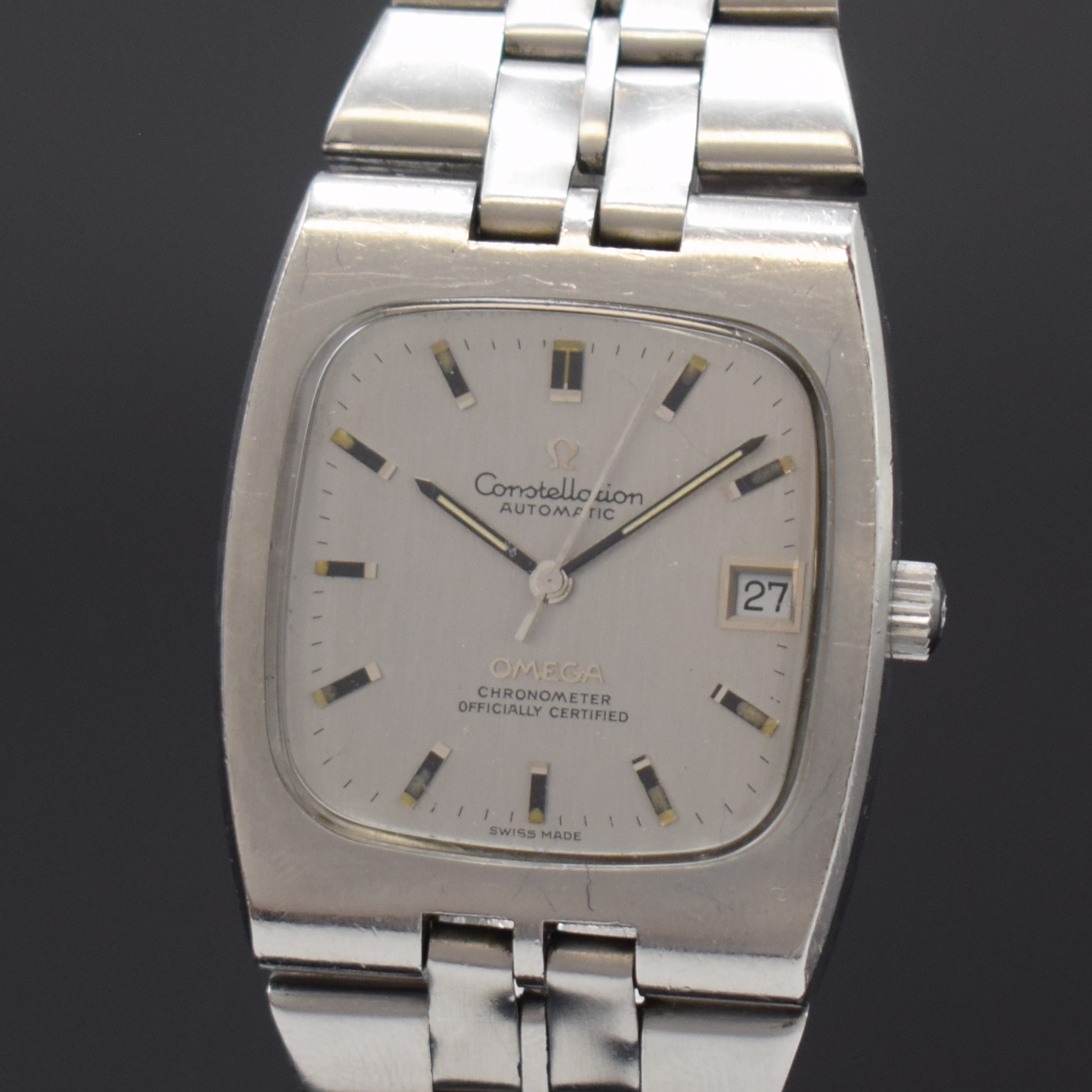 Detail a: OMEGA Constellation Chronometer Referenz 168.047 in Stahl, Schweiz um 1969, Automatik, 4-fach verschr. Geh., integr. orig. Band Ref. 1116, Boden m. ...