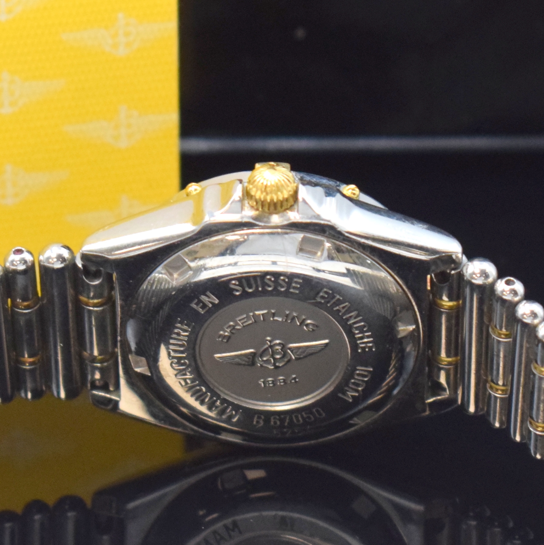 Detail d: BREITLING Damenarmbanduhr Serie Wings Referenz B67050, Schweiz verk. lt. beil. Garantie 03/2000, quarz, Edelstahl inkl. orig. Roleauxband m. dopp. ...