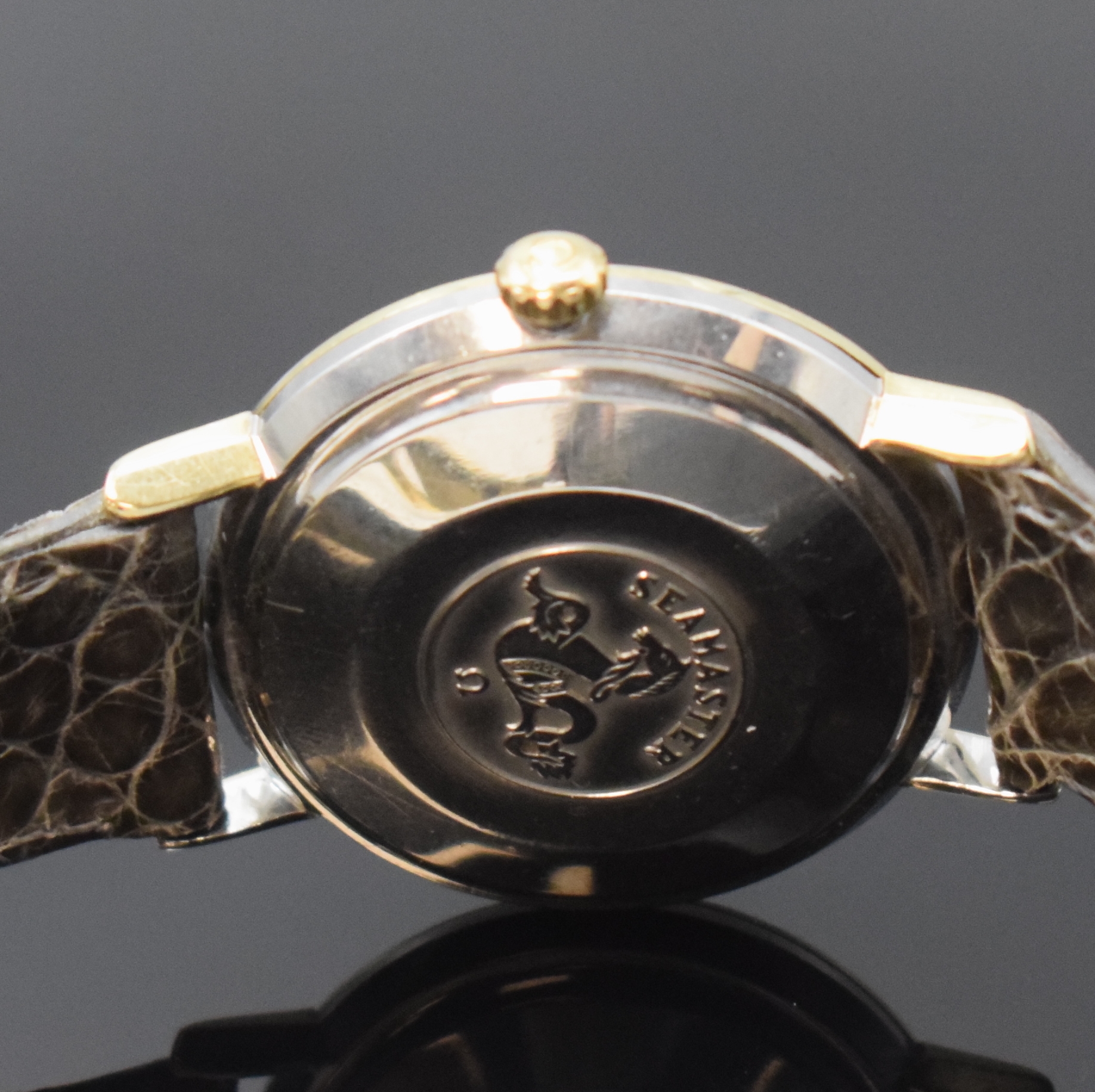 Detail c: OMEGA Seamaster sehr seltene Armbanduhr mit Omega-Logo und Schriftzug bei 6 Referenz 14745, Automatik, Schweiz um 1960, Edelstahl-Einschalengeh. m. ...