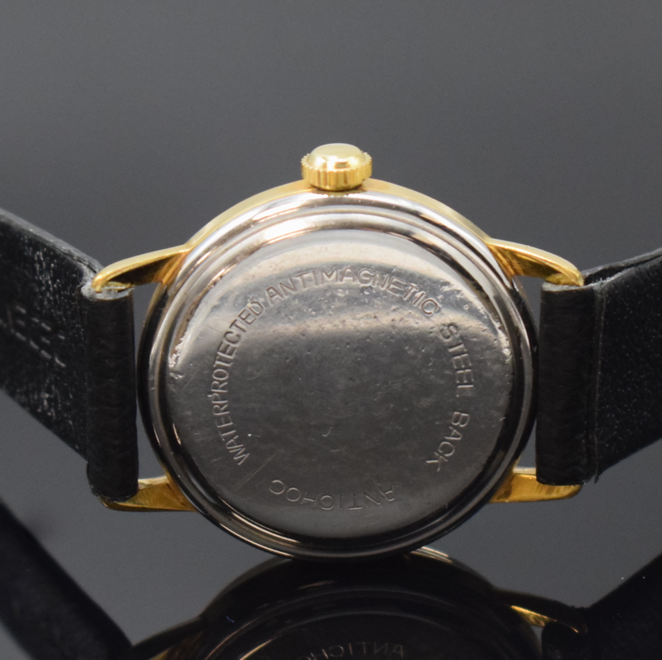 Detail d: BIFORA Unima Kaliber 120 2 seltene Armbanduhren, Deutschland um 1955, beide Handaufzug, 1 x verg. Geh. m. aufgedr. Stahlboden, 1 x verchr. Geh. m. ...
