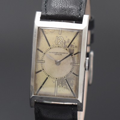26856982a - VACHERON & CONSTANTIN Geneve sehr seltene rechteckige Armbanduhr in Stahl, ...