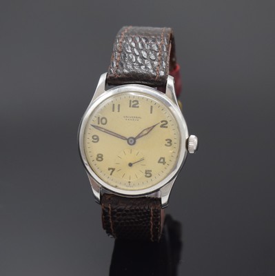 Image UNIVERSAL GENEVE Armbanduhr in Stahl Referenz 212156, Handaufzug, Schweiz um 1947, Boden ...