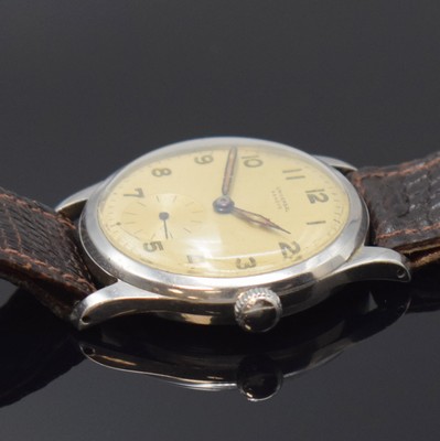 26856986b - UNIVERSAL GENEVE Armbanduhr in Stahl Referenz 212156, Handaufzug, Schweiz um 1947, Boden ...