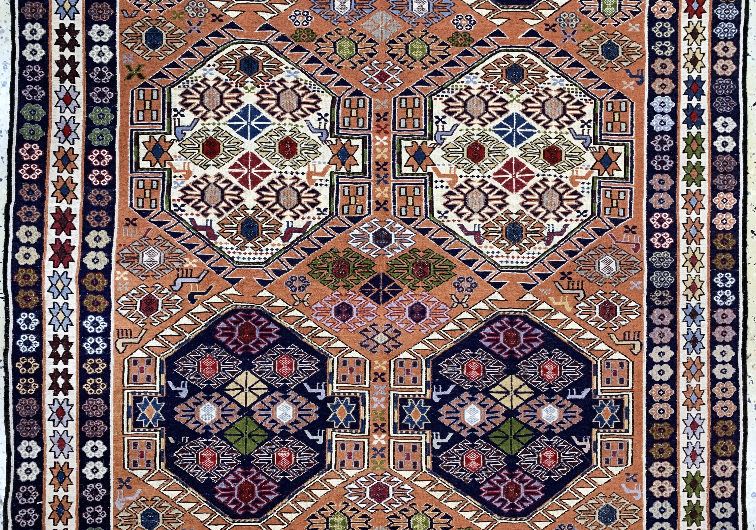 Detail b: Sumakh, Azerbaijan, Ende 20.Jhd, Wolle auf Baumwolle, ca. 206 x 130 cm, EHZ: 1-2