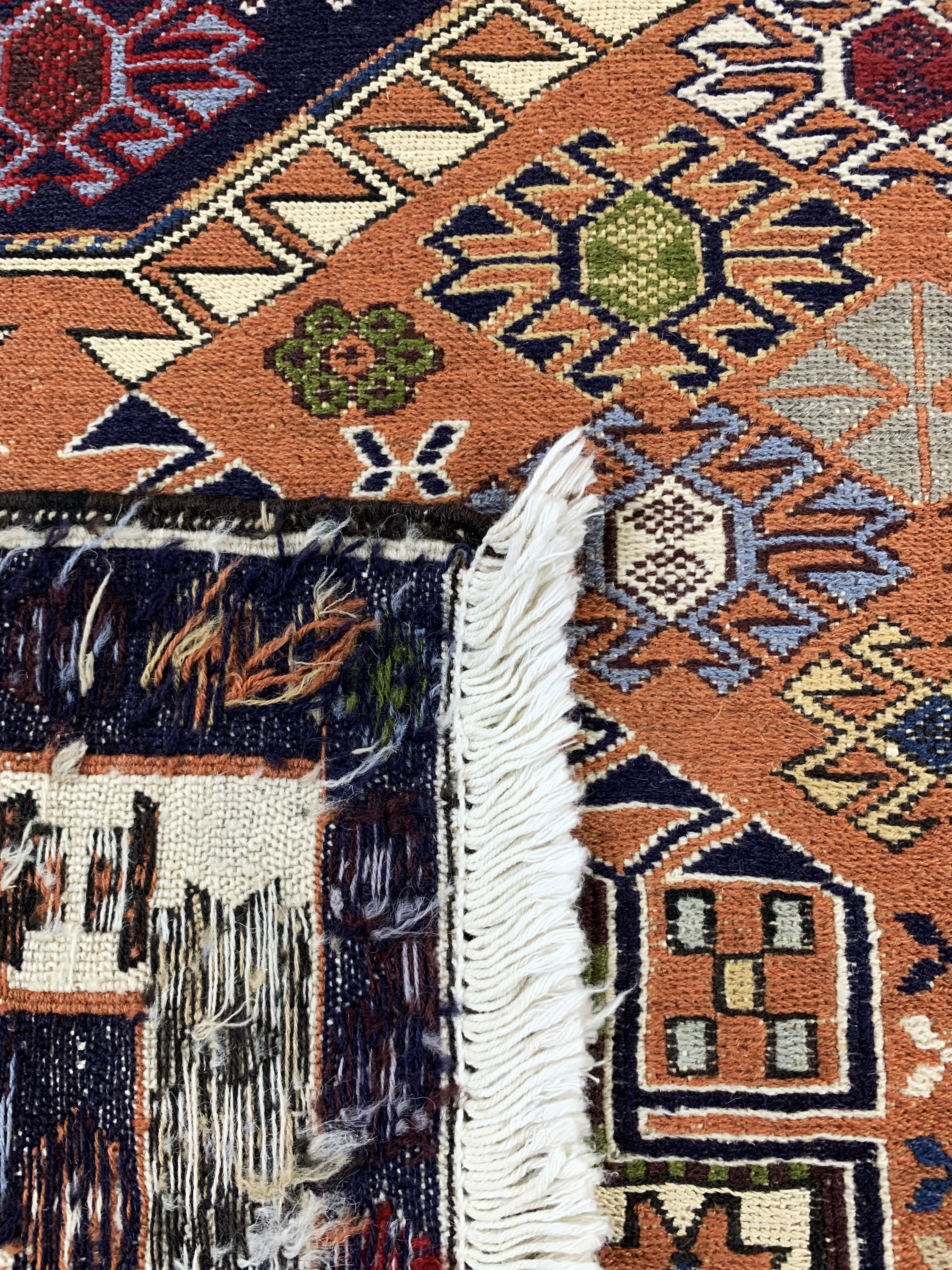 Detail e: Sumakh, Azerbaijan, Ende 20.Jhd, Wolle auf Baumwolle, ca. 206 x 130 cm, EHZ: 1-2