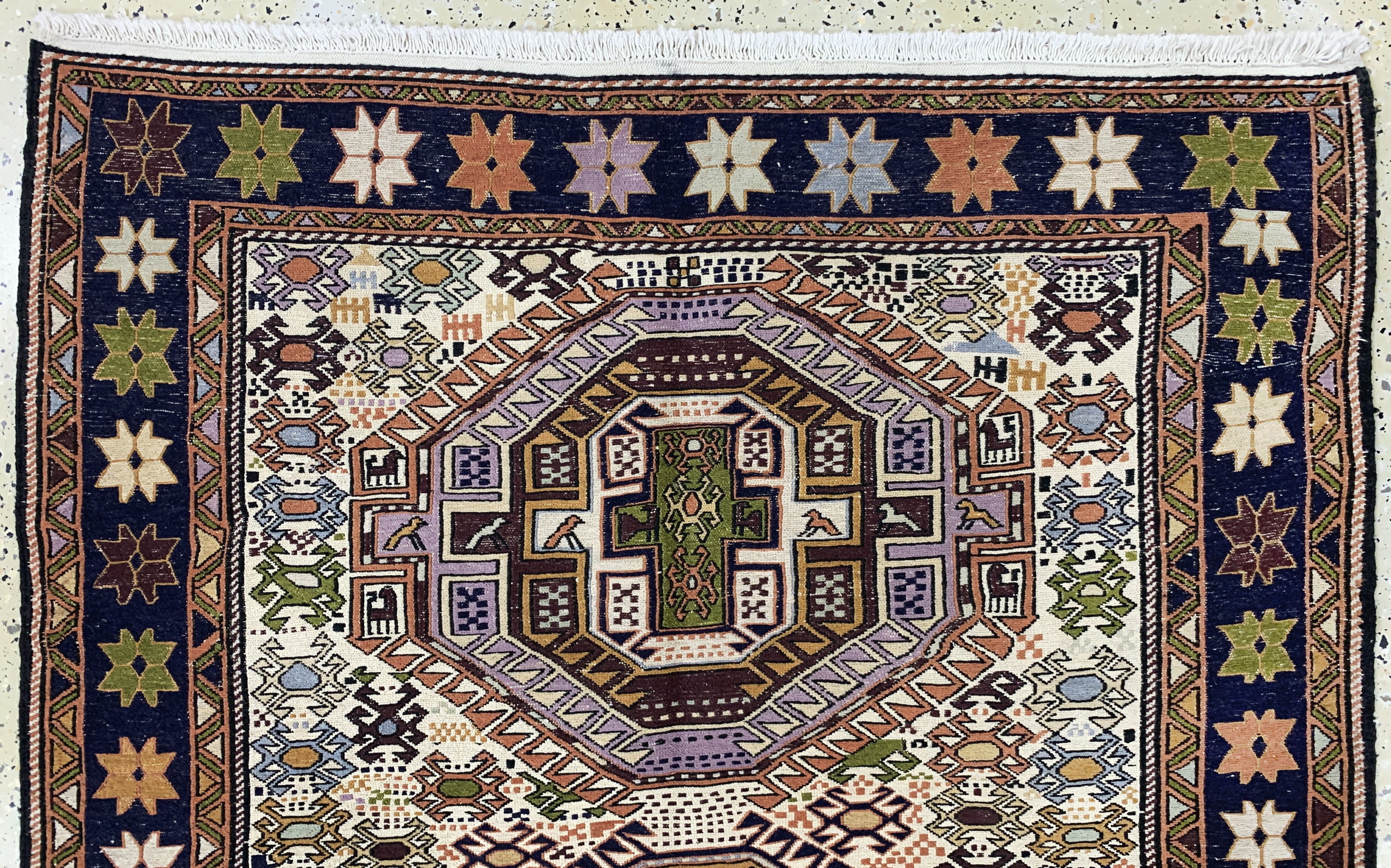 Detail a: Sumakh, Azerbaijan, Ende 20.Jhd, Wolle auf Baumwolle, ca. 200 x 128 cm, EHZ: 1-2