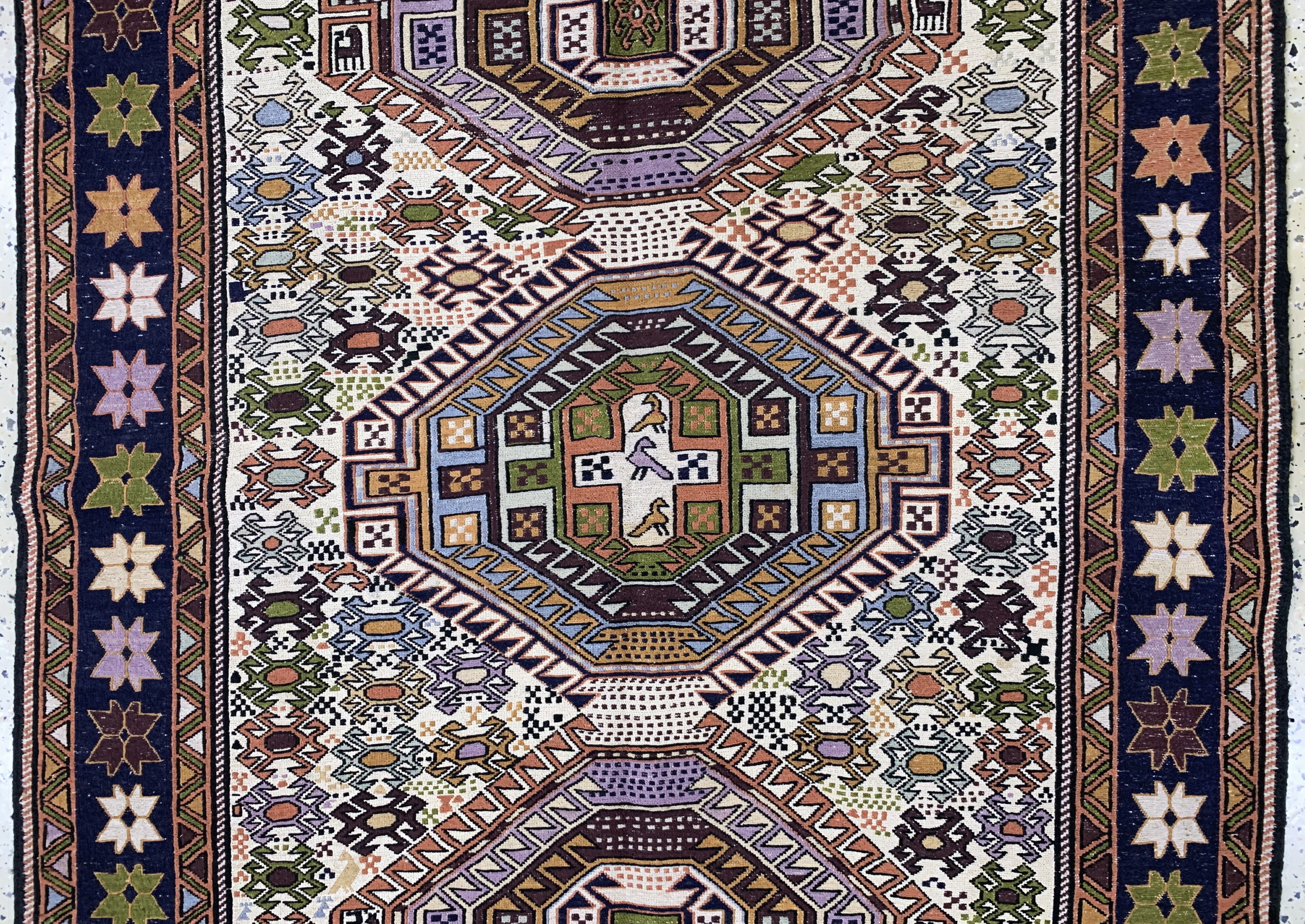 Detail b: Sumakh, Azerbaijan, Ende 20.Jhd, Wolle auf Baumwolle, ca. 200 x 128 cm, EHZ: 1-2