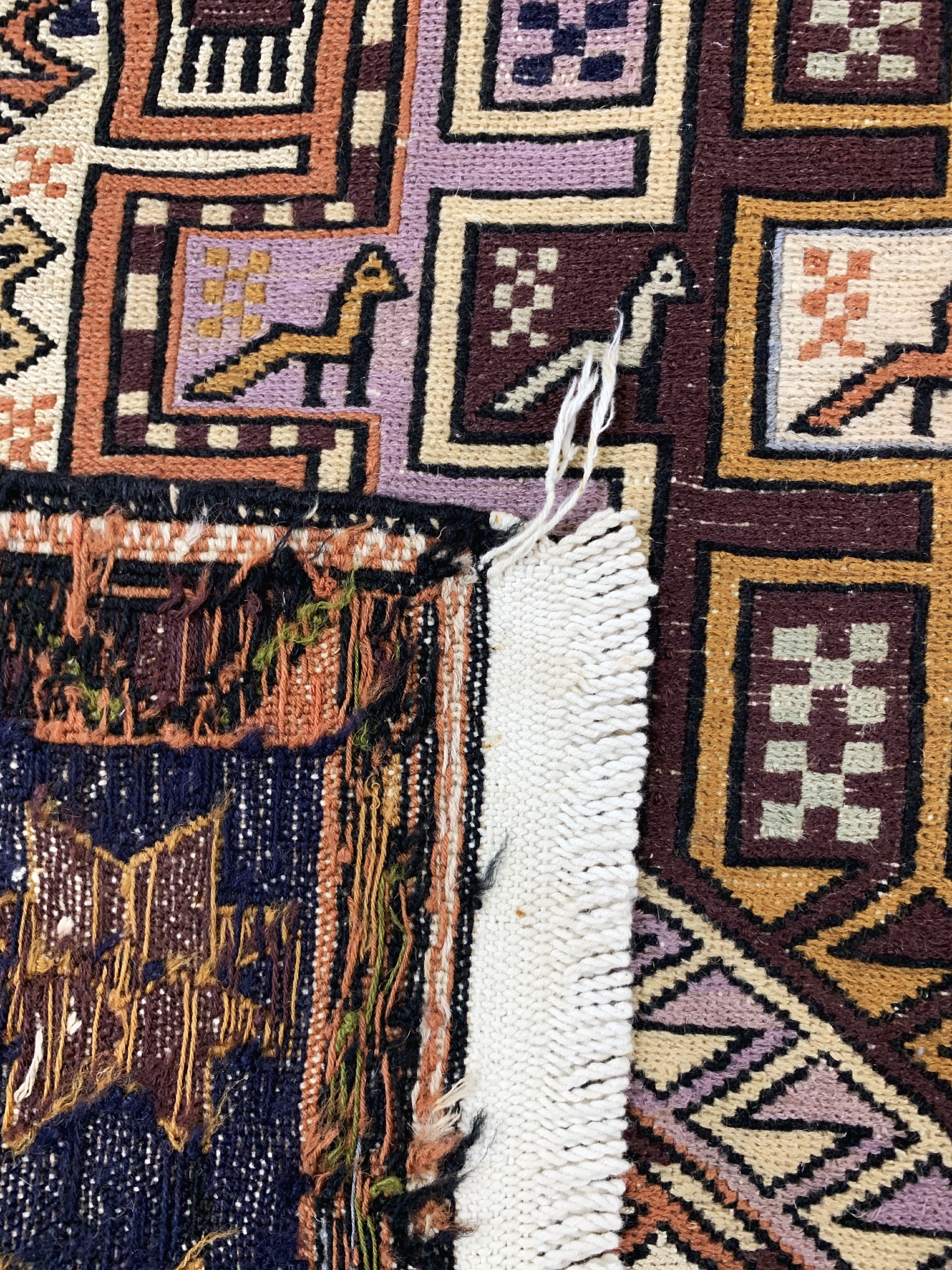 Detail e: Sumakh, Azerbaijan, Ende 20.Jhd, Wolle auf Baumwolle, ca. 200 x 128 cm, EHZ: 1-2