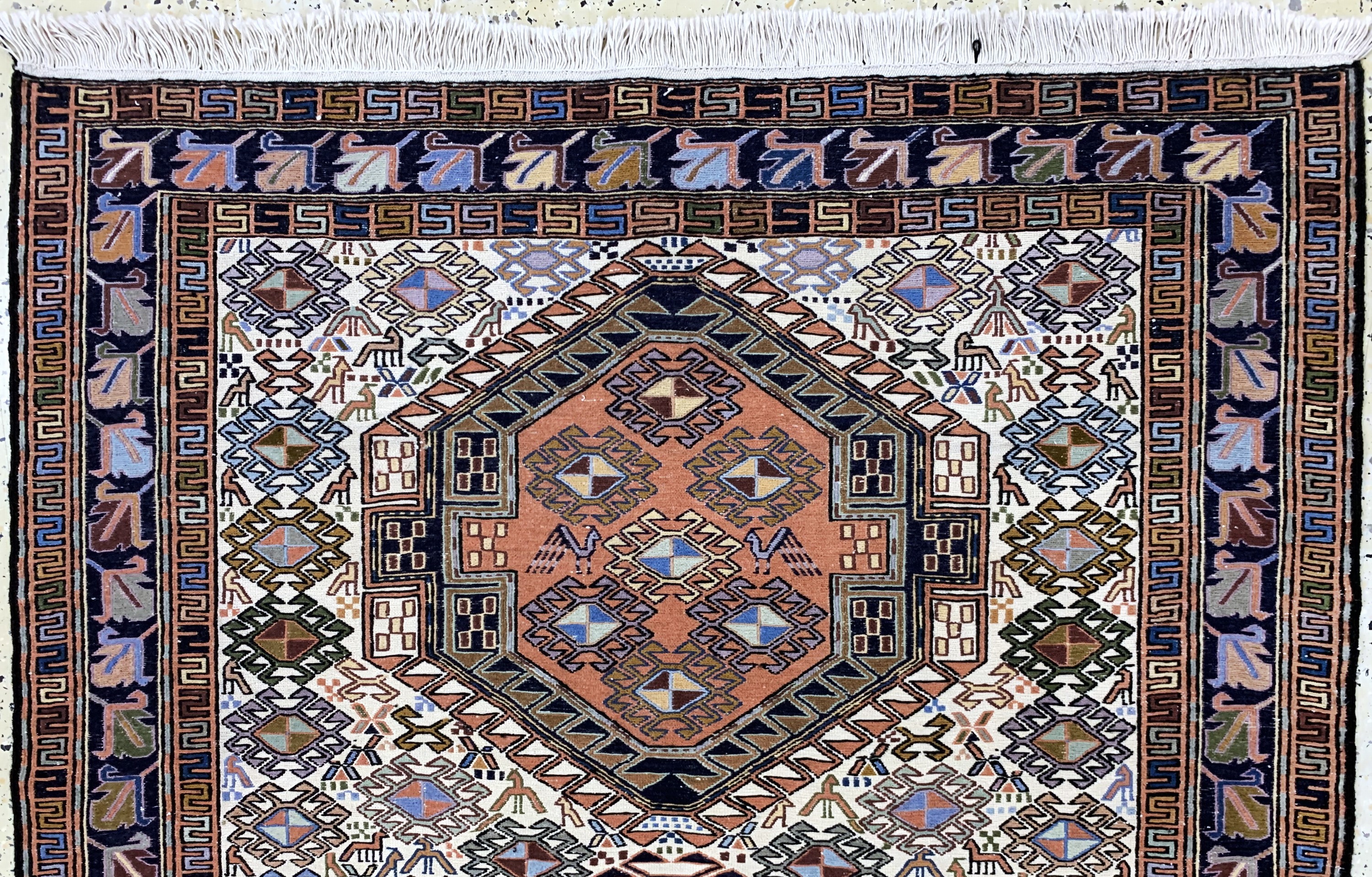 Detail a: Sumakh, Azerbaijan, Ende 20.Jhd, Wolle auf Baumwolle, ca. 205 x 128 cm, EHZ: 1-2