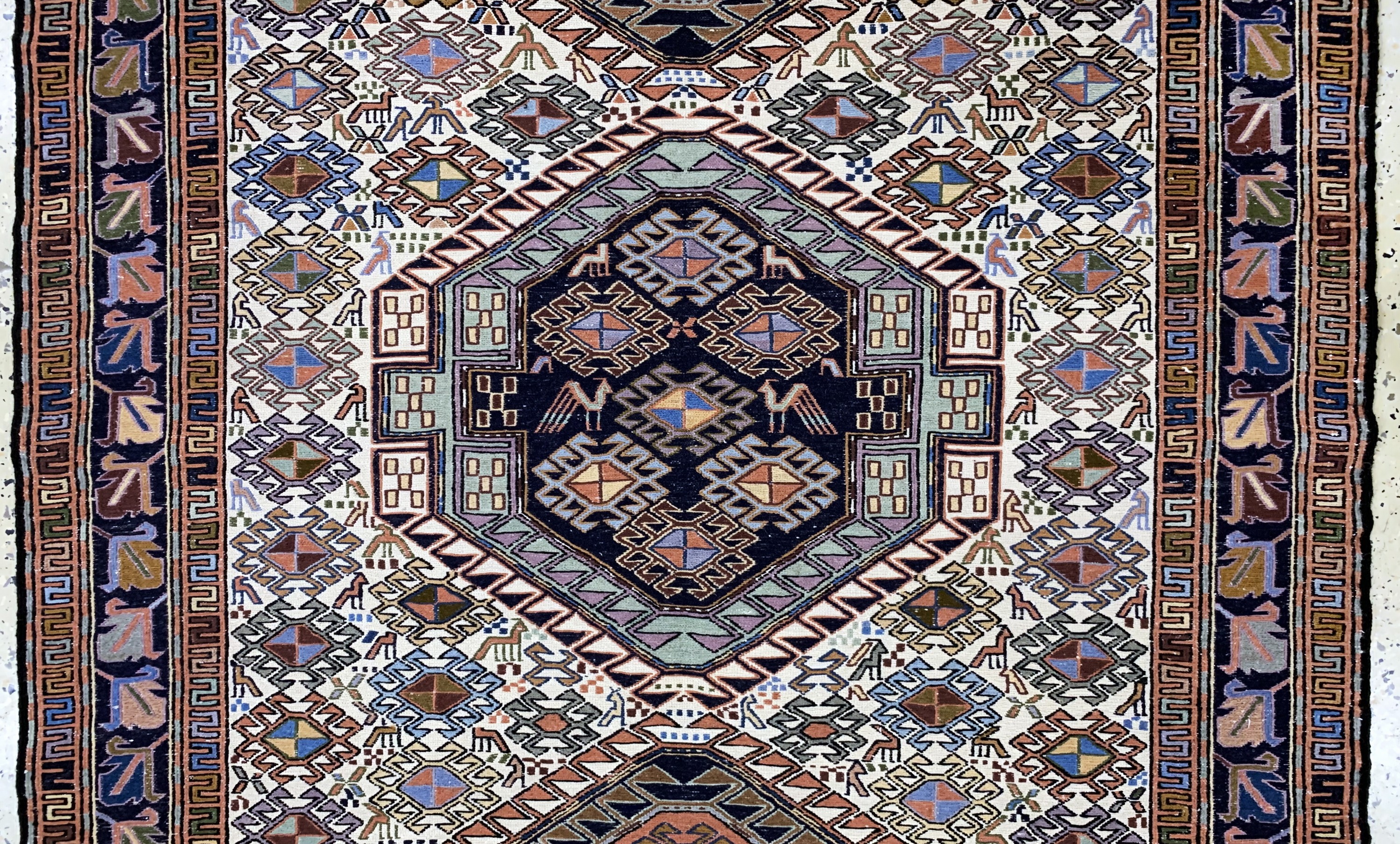 Detail b: Sumakh, Azerbaijan, Ende 20.Jhd, Wolle auf Baumwolle, ca. 205 x 128 cm, EHZ: 1-2
