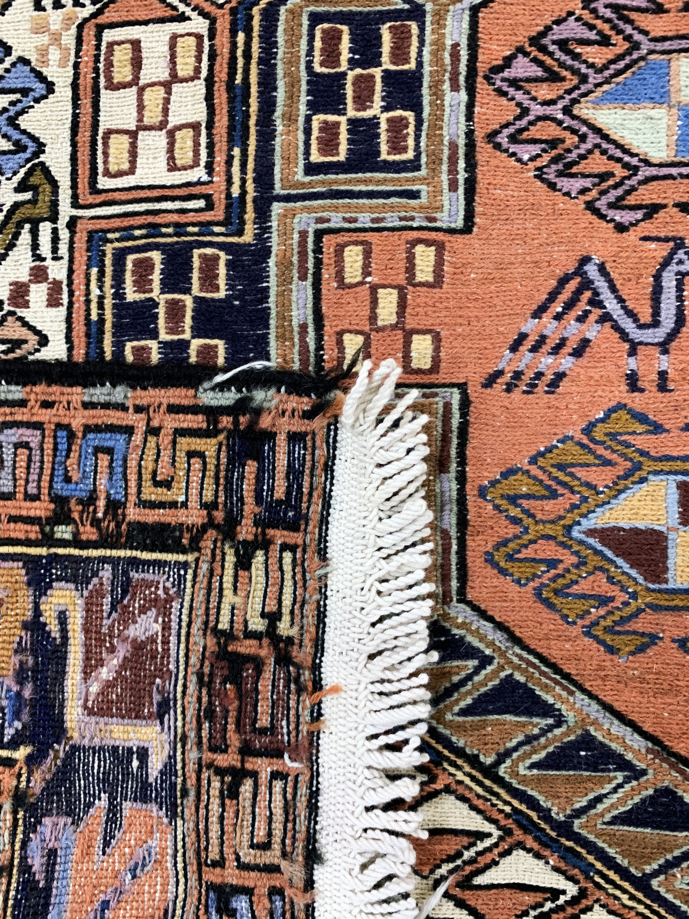 Detail e: Sumakh, Azerbaijan, Ende 20.Jhd, Wolle auf Baumwolle, ca. 205 x 128 cm, EHZ: 1-2