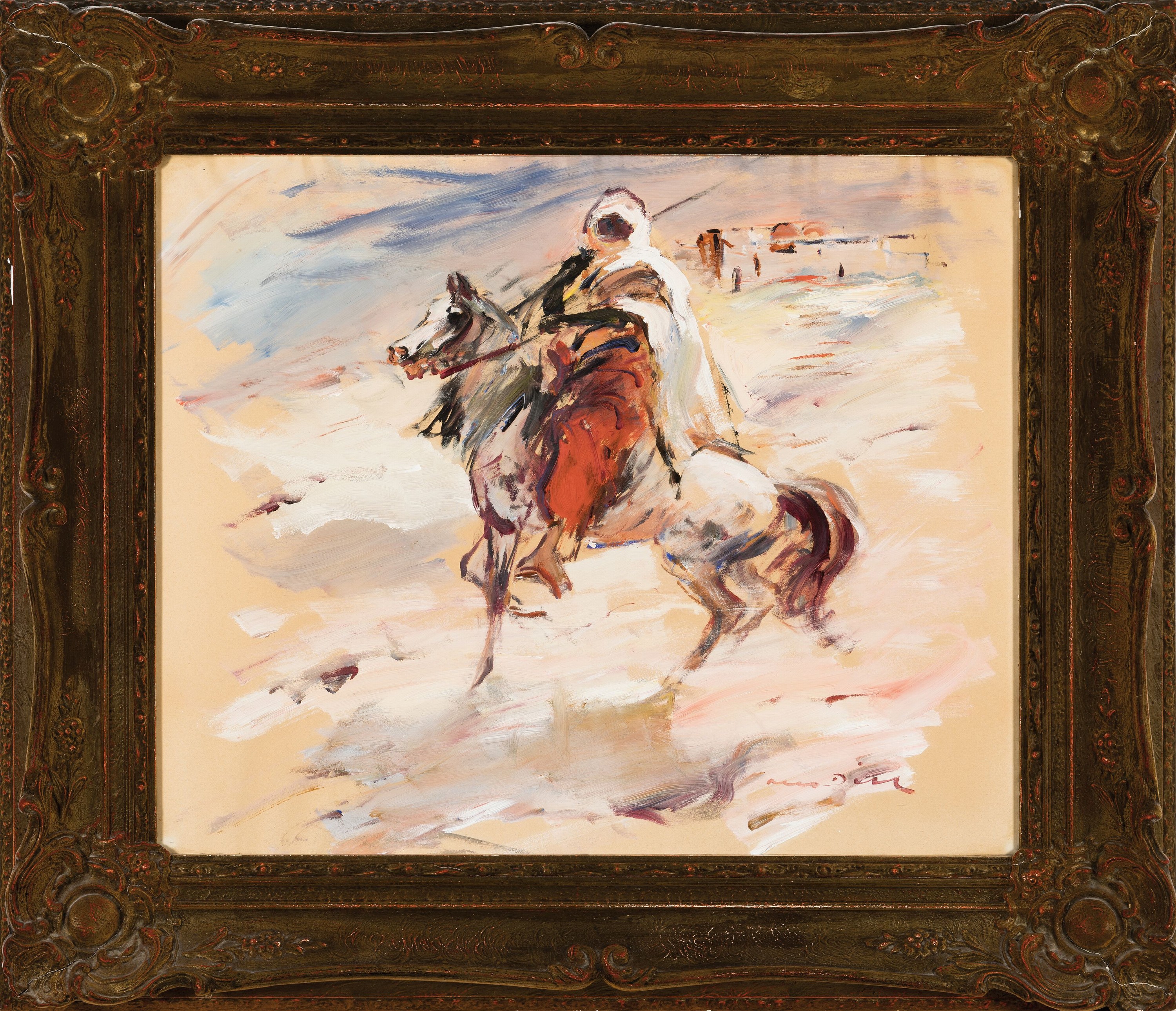 Detail k: Otto Dill, 1884 Neustadt/Wstr.-1957 Bad Dürkheim, Reitender Berber, Gouache auf Papier, rechts unten signiert, ca. 46x57cm, u.Gl., R. ca. 68x78cm