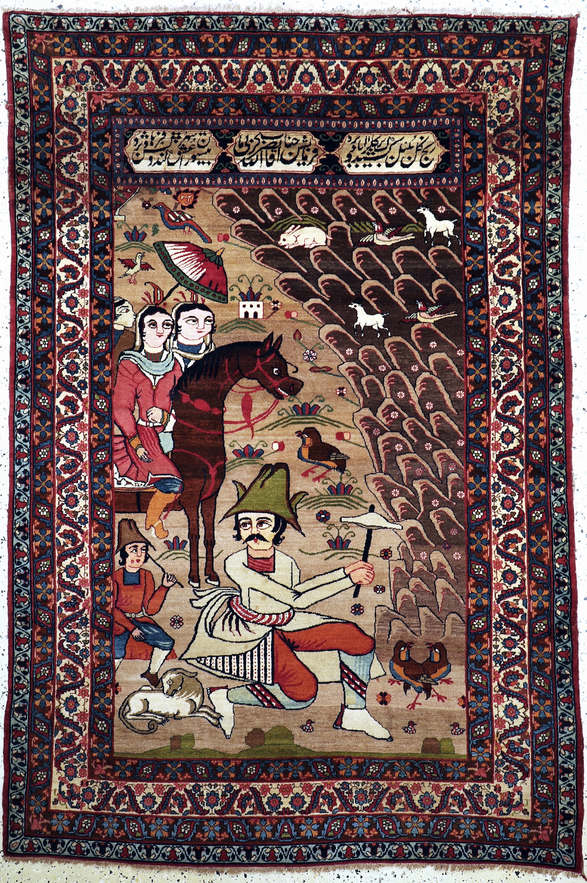 Antiker Kerman Persien, signiert, 19.Jhd, Wolle auf Baumwolle, ca. 212 x 145 cm, EHZ: 2