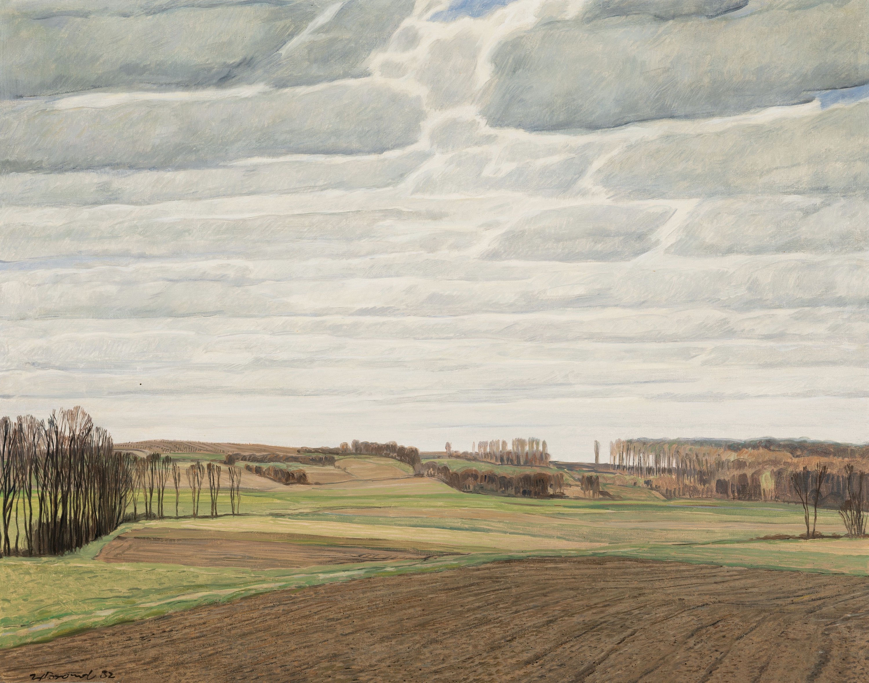 Werner Brand, 1933-2021, Weite Agrarlandschaft in der Pfalz, Öl/Lwd, links unten signiert, ca. 72x92cm, R.