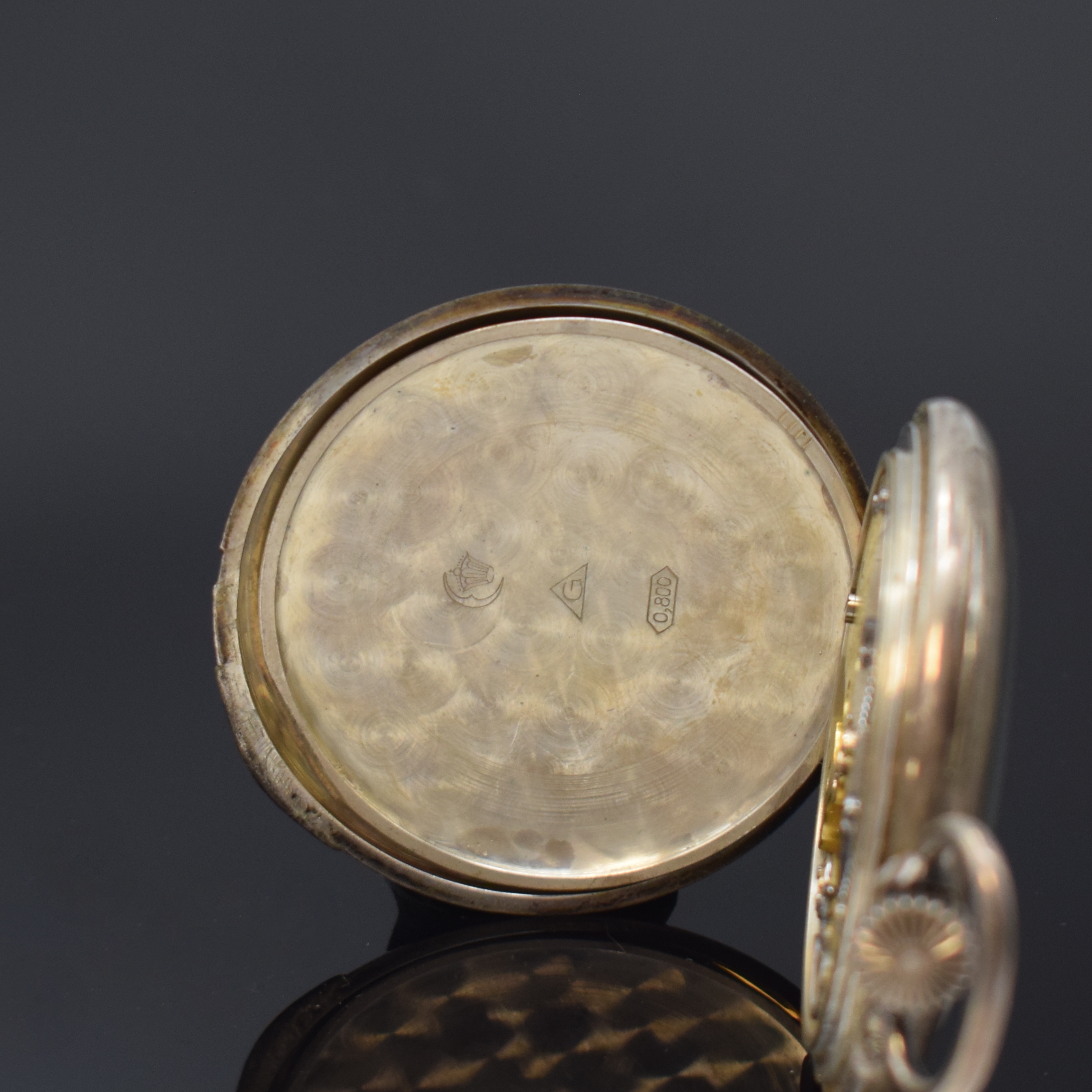 Detail d: MARTIN WINKLER/Deutsche Präzisions-UhrenfabrikGlashütte e.G.m.b.H. offene Silbertaschenuhr, Deutschland um 1926, glattes Lucia-Geh., ...